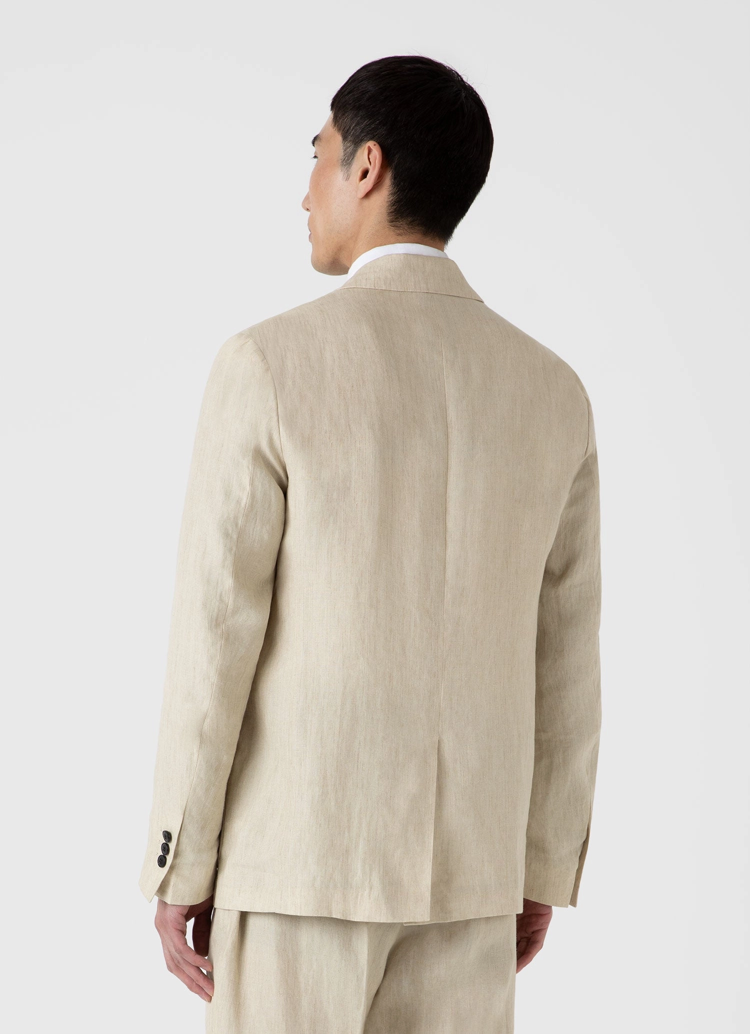 Men's Linen Unstructured Blazer in Light Sand ski holiday
