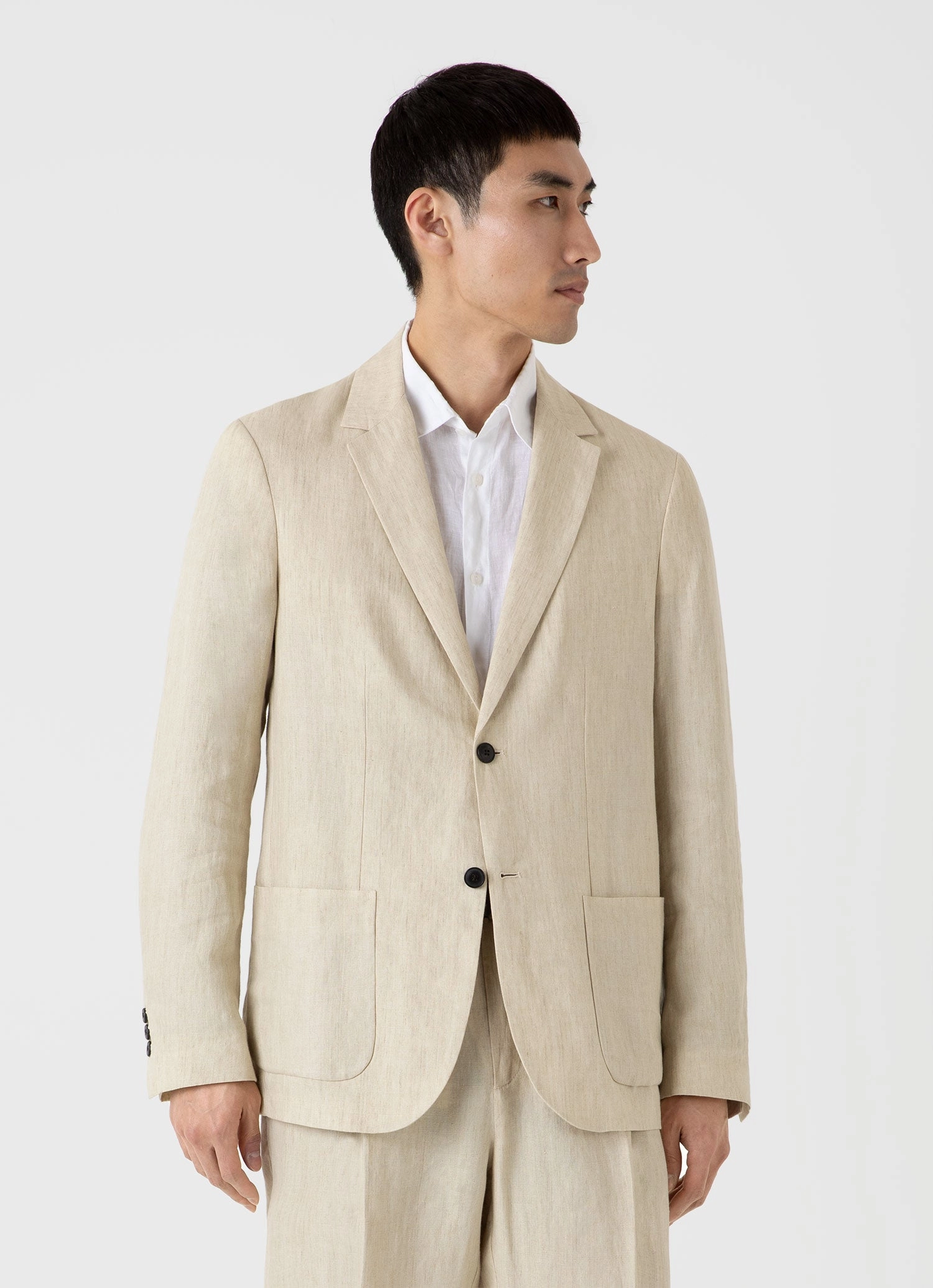 Winter Comfort Men's Linen Unstructured Blazer in Light Sand