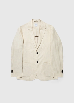 High Visibility Elements suitable for self use Men's Linen Unstructured Blazer in Light Sand