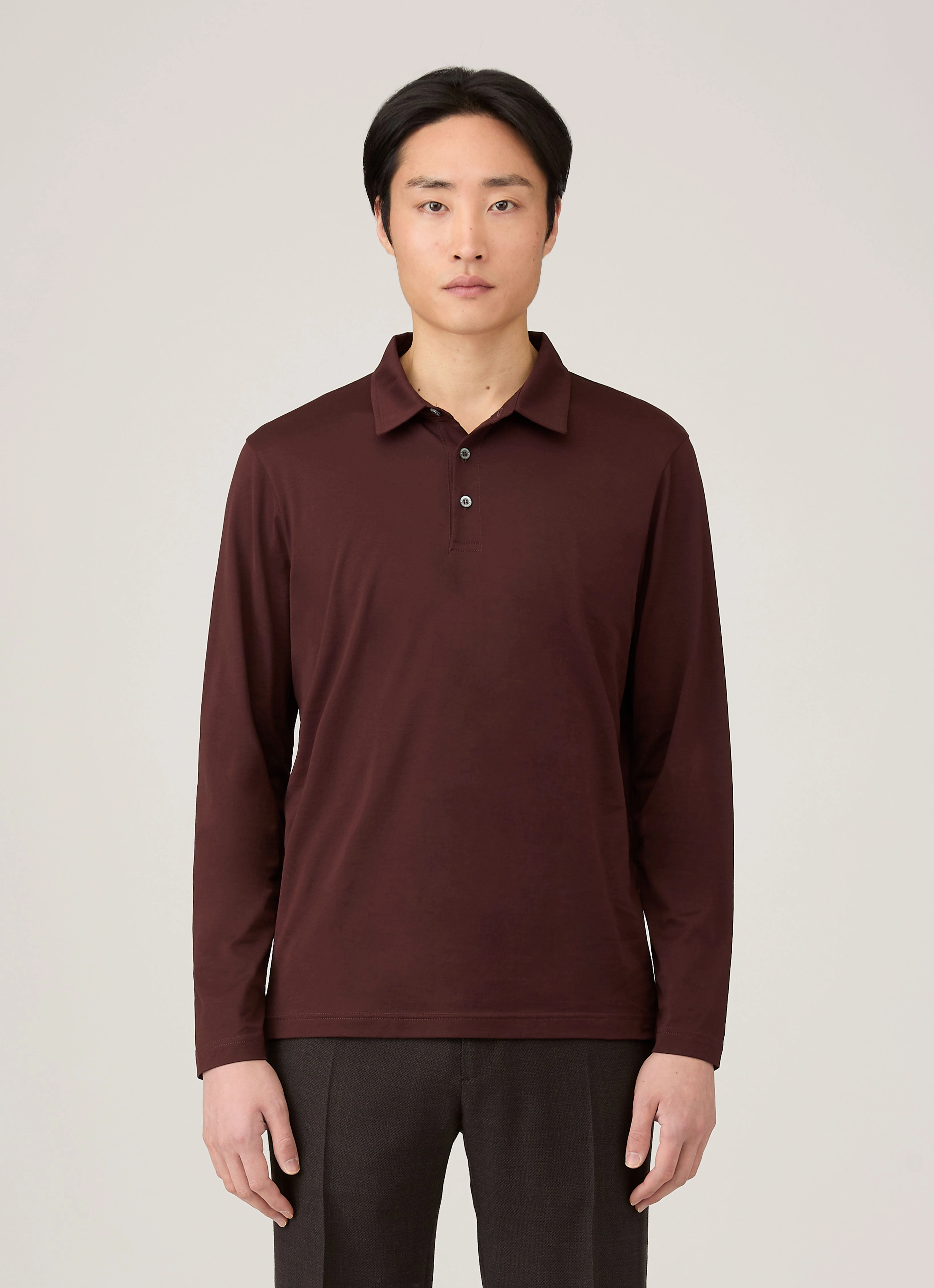 Men's Long Sleeve Classic Jersey Polo Shirt in Bakelite Active Layers