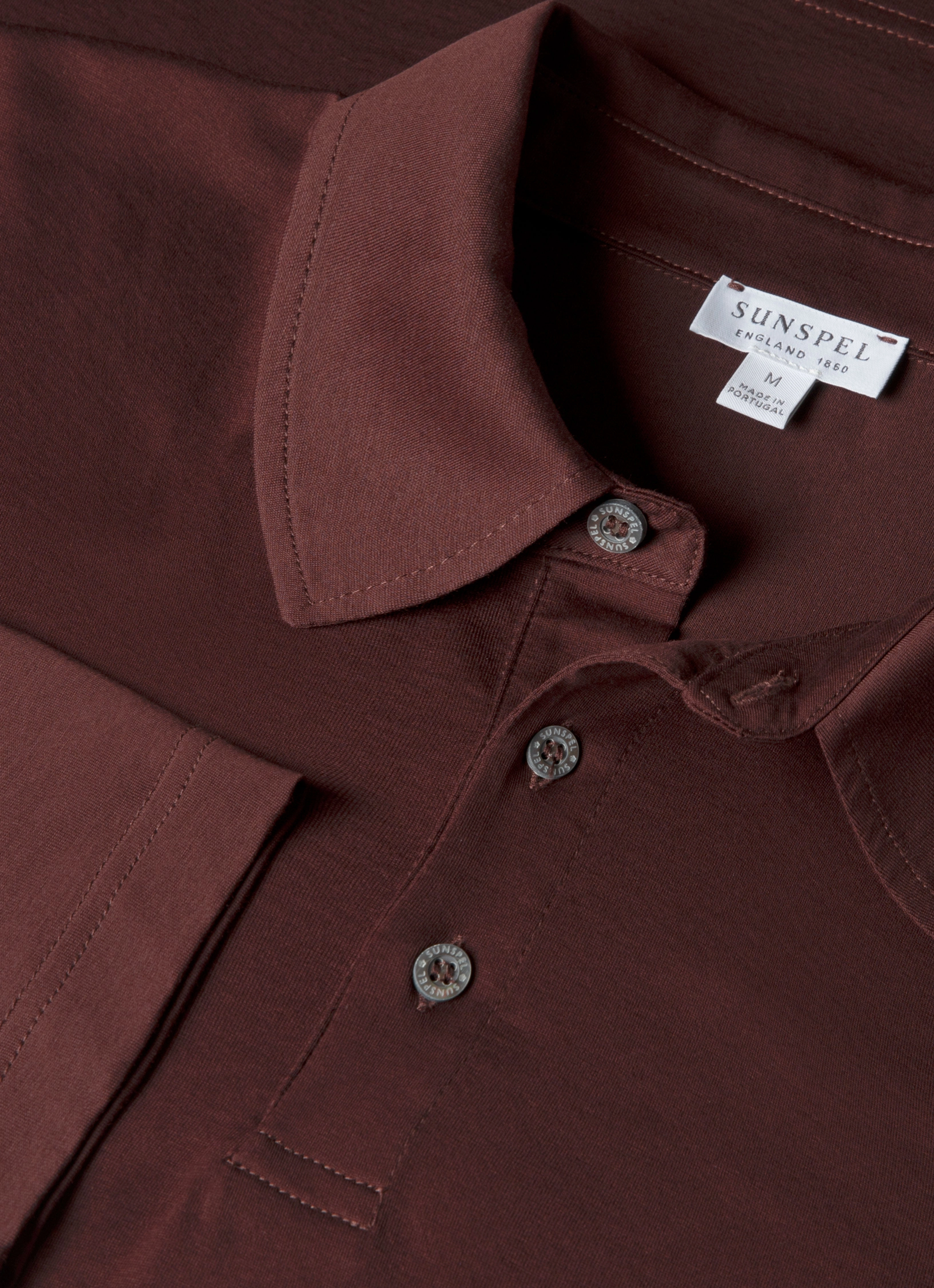 Sporty Style Men's Long Sleeve Classic Jersey Polo Shirt in Bakelite