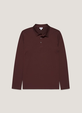 Men's Long Sleeve Classic Jersey Polo Shirt in Bakelite Effortless Fit Men's Long Sleeve Classic Jersey Polo Shirt in Bakelite Summer Staple