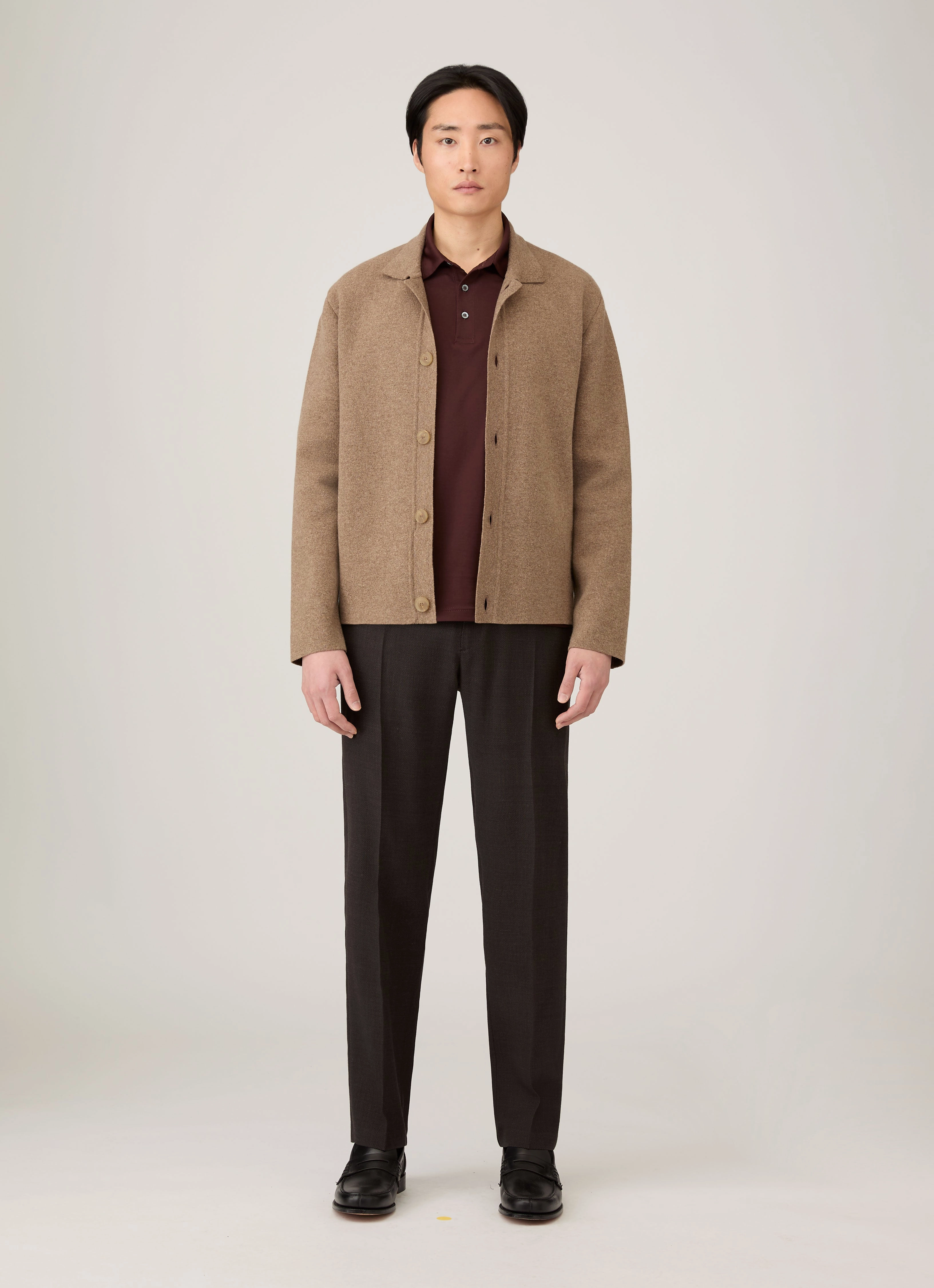 Men's Long Sleeve Classic Jersey Polo Shirt in Bakelite All-day Comfort