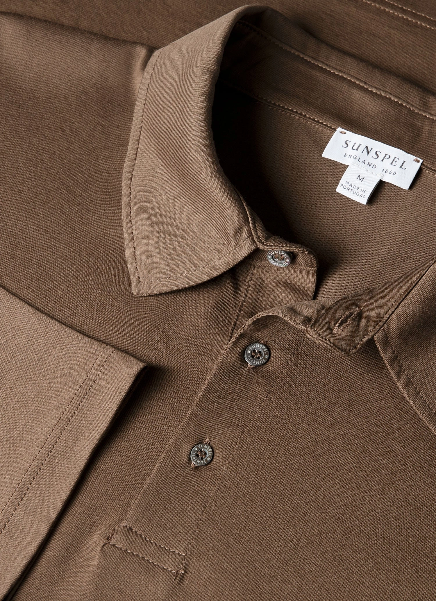 Effortless Wear Men's Long Sleeve Classic Jersey Polo Shirt in Bark