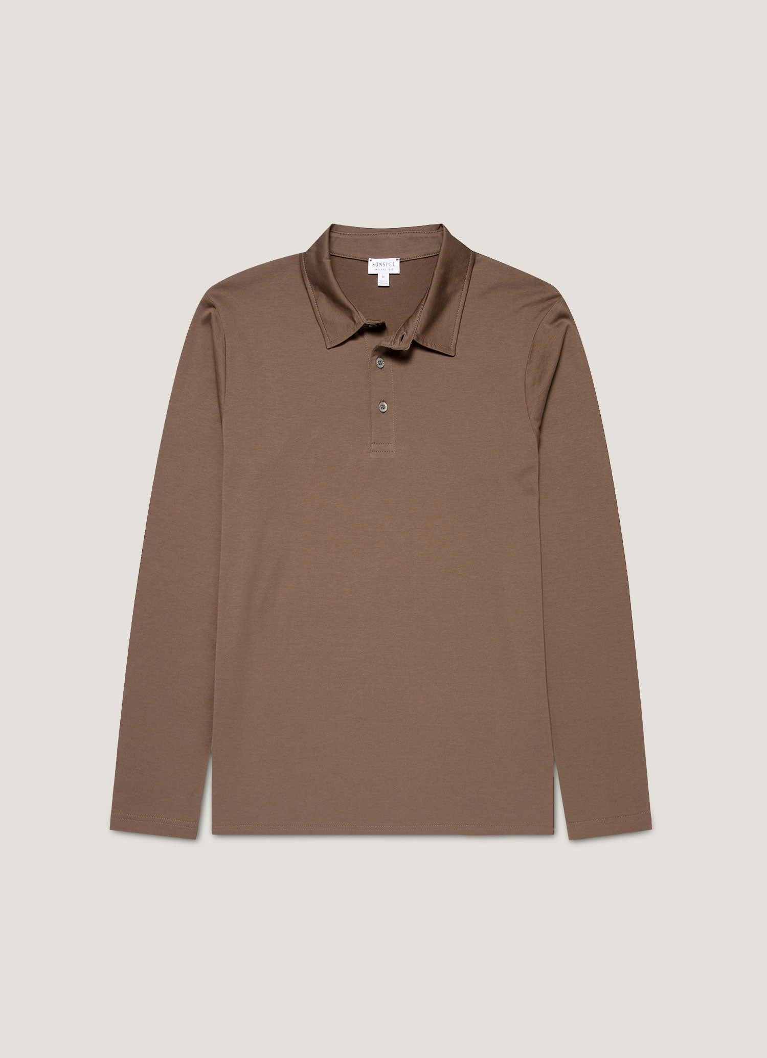 Men's Long Sleeve Classic Jersey Polo Shirt in Bark Casual Layer