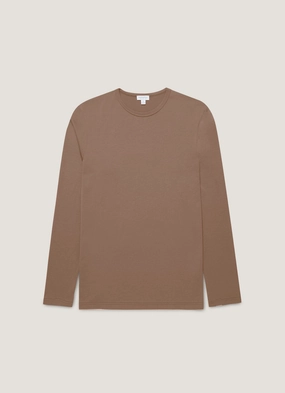 Men's Long Sleeve Classic T-shirt in Bark Durable Build All Season Wear Everyday Comfort Men's Long Sleeve Classic T-shirt in Bark