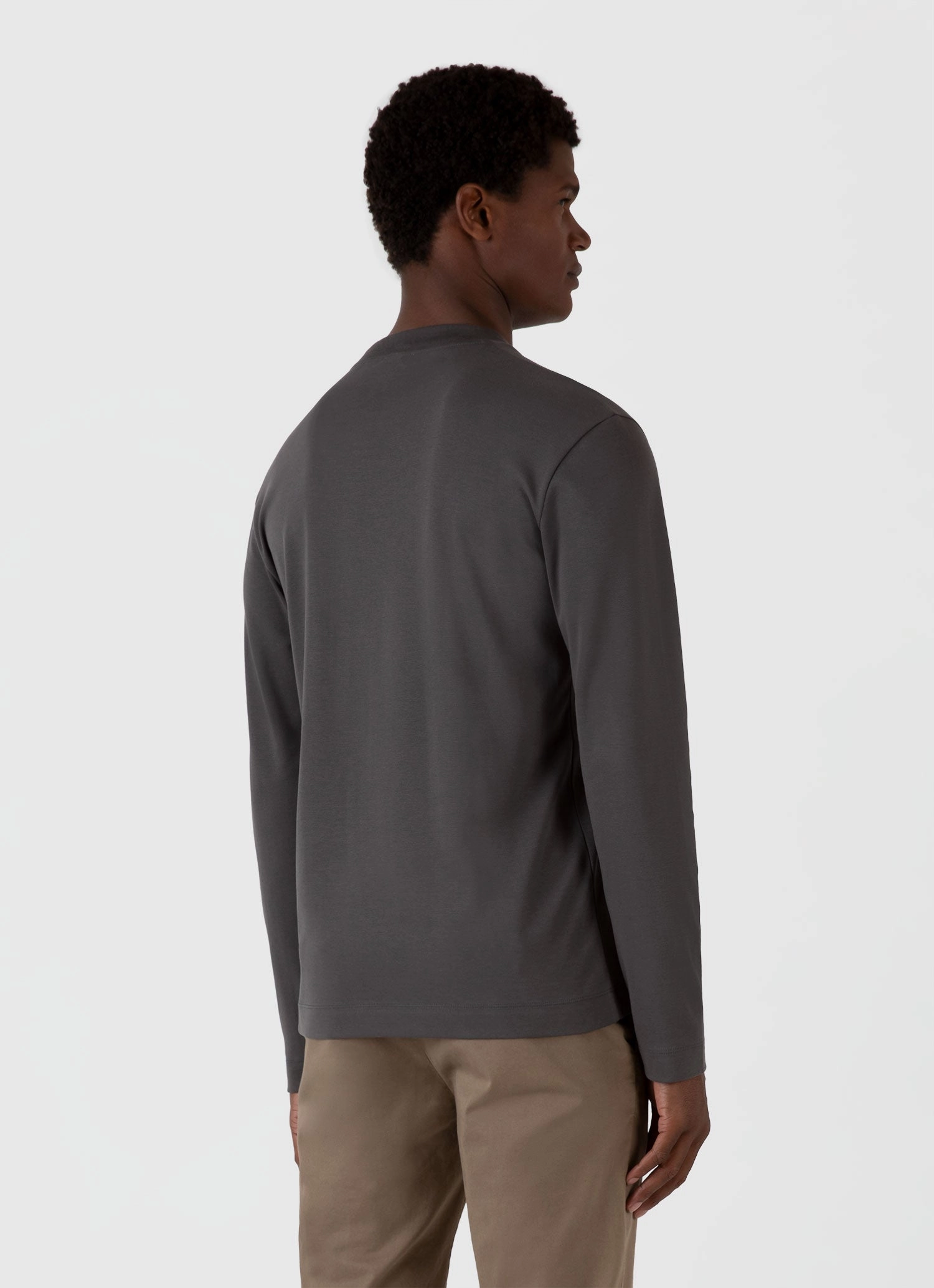 Men's Long Sleeve Heavyweight T-shirt in Charcoal Temperature Control Fabric High Quality Printing