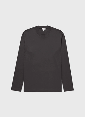 Men's Long Sleeve Heavyweight T-shirt in Charcoal Travel Easy Men's Long Sleeve Heavyweight T-shirt in Charcoal casual outing