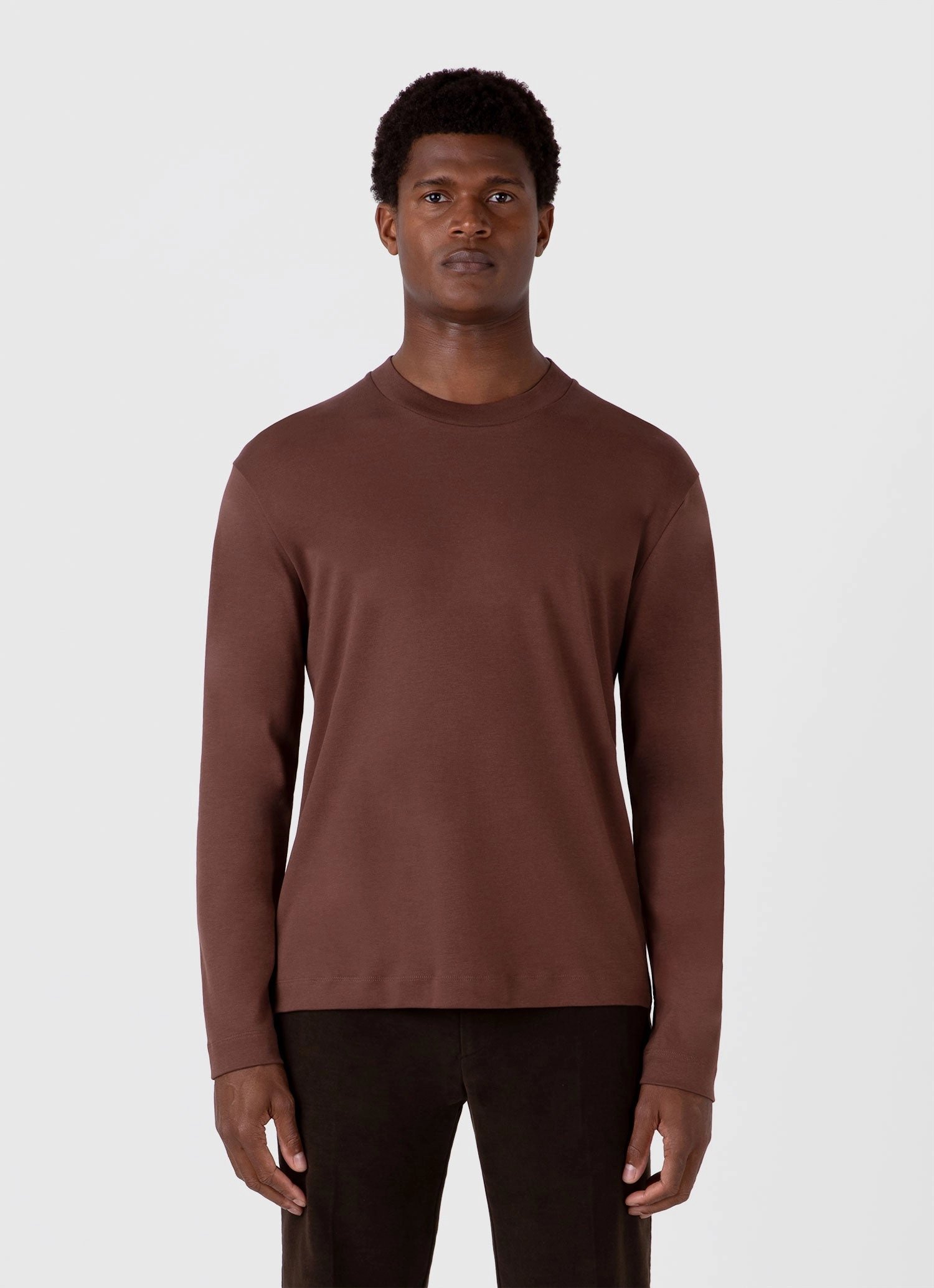 Bold Look Men's Long Sleeve Heavyweight T-shirt in Cocoa Brown