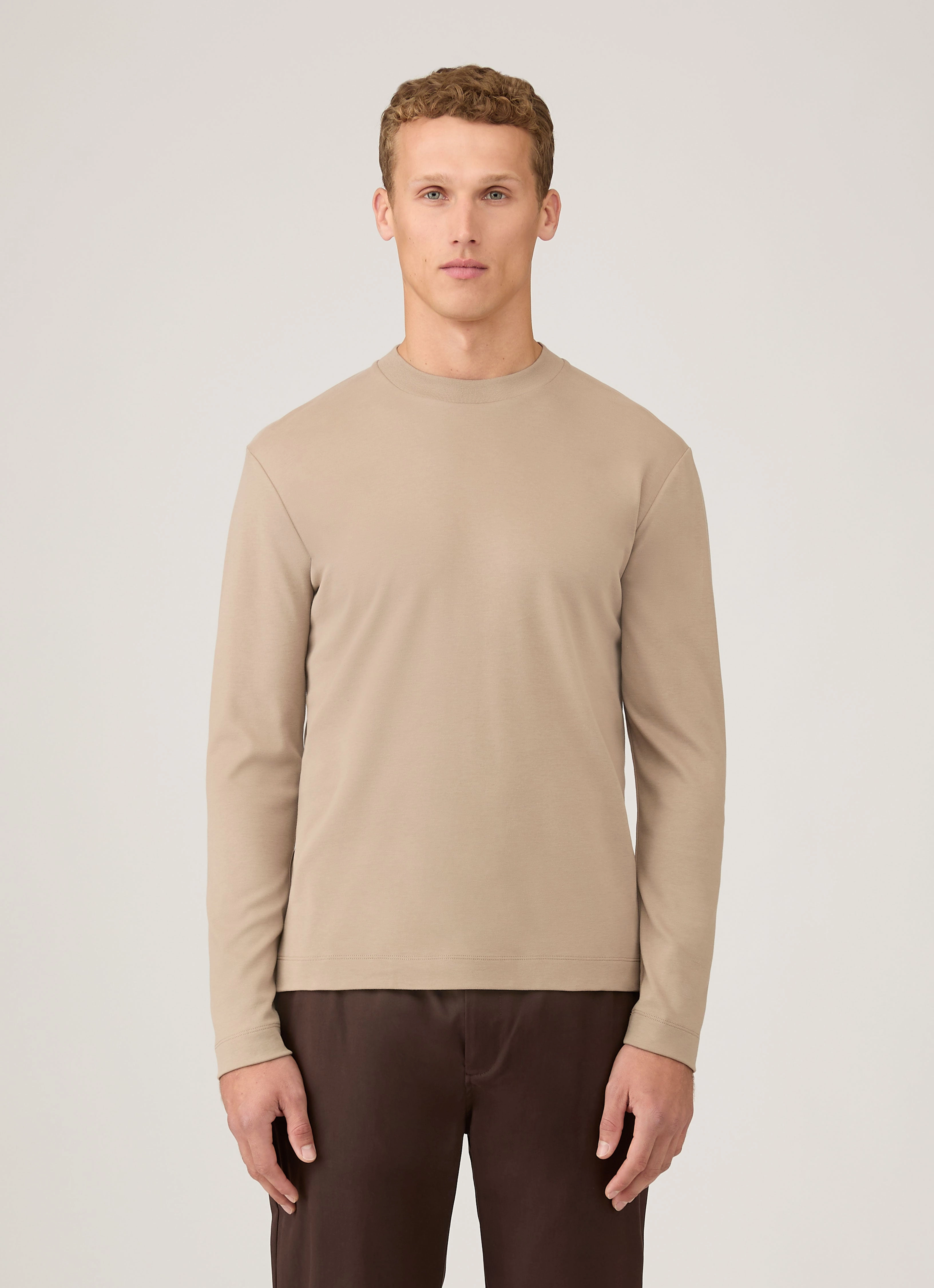 Adjustable Hem Non-toxic Men's Long Sleeve Heavyweight T-shirt in Mink