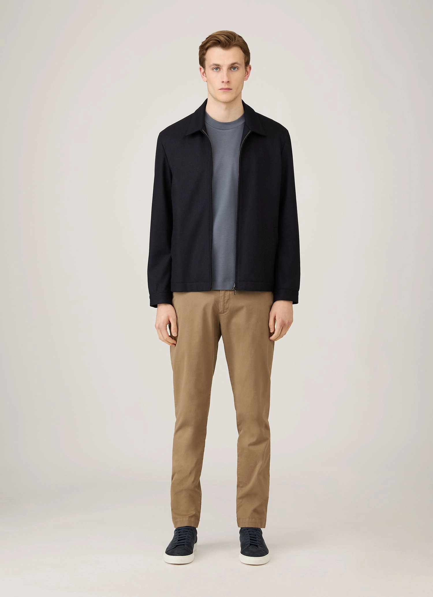 Men's Long Sleeve Heavyweight T-shirt in Slate Blue Fit Design City Casual