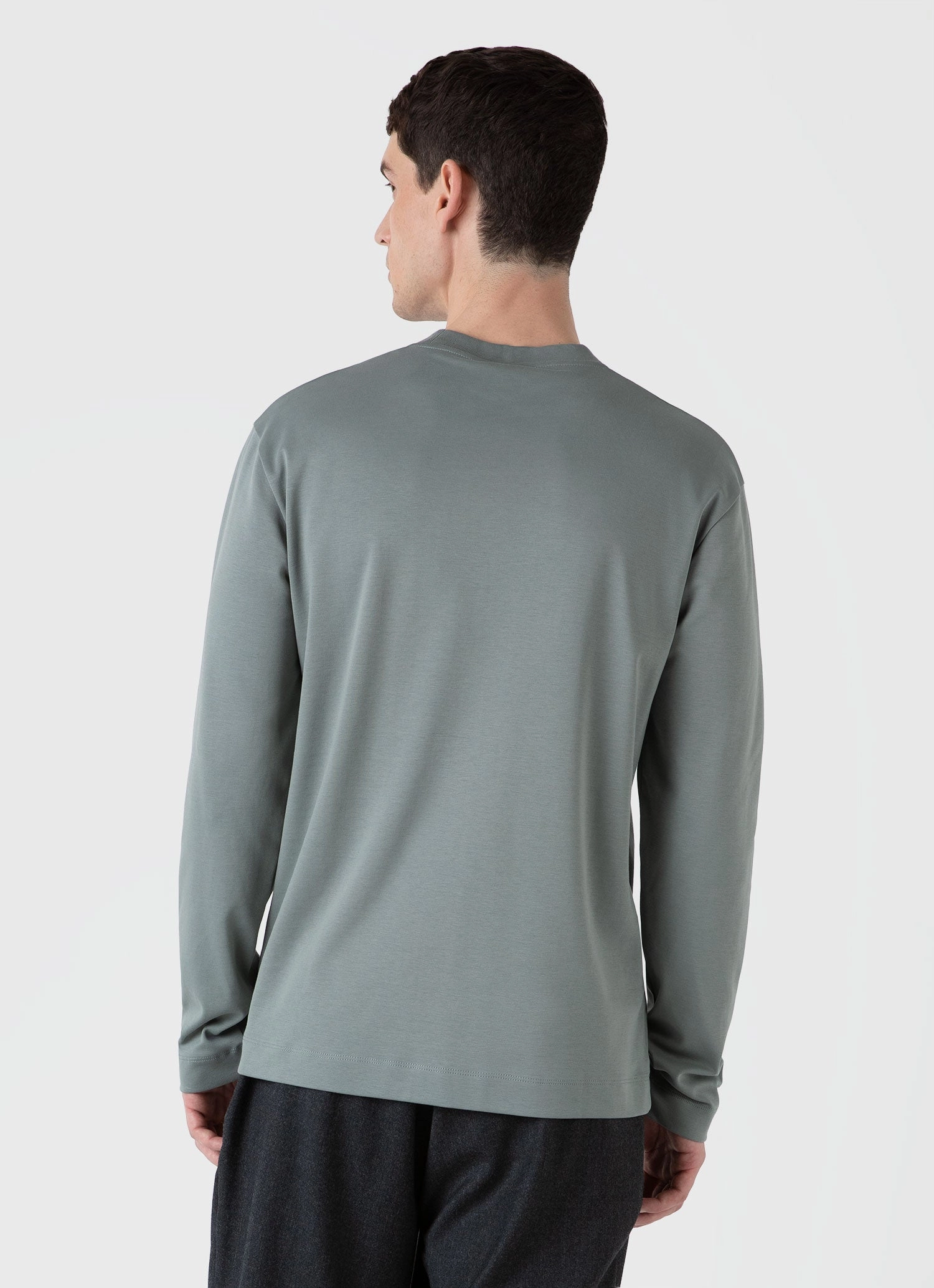 Men's Long Sleeve Heavyweight T-shirt in Smoke Green AntiBacterialTreatment