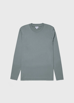 Men's Long Sleeve Heavyweight T-shirt in Smoke Green Athleisure Men's Long Sleeve Heavyweight T-shirt in Smoke Green Relaxed Waistband Quick Comfort