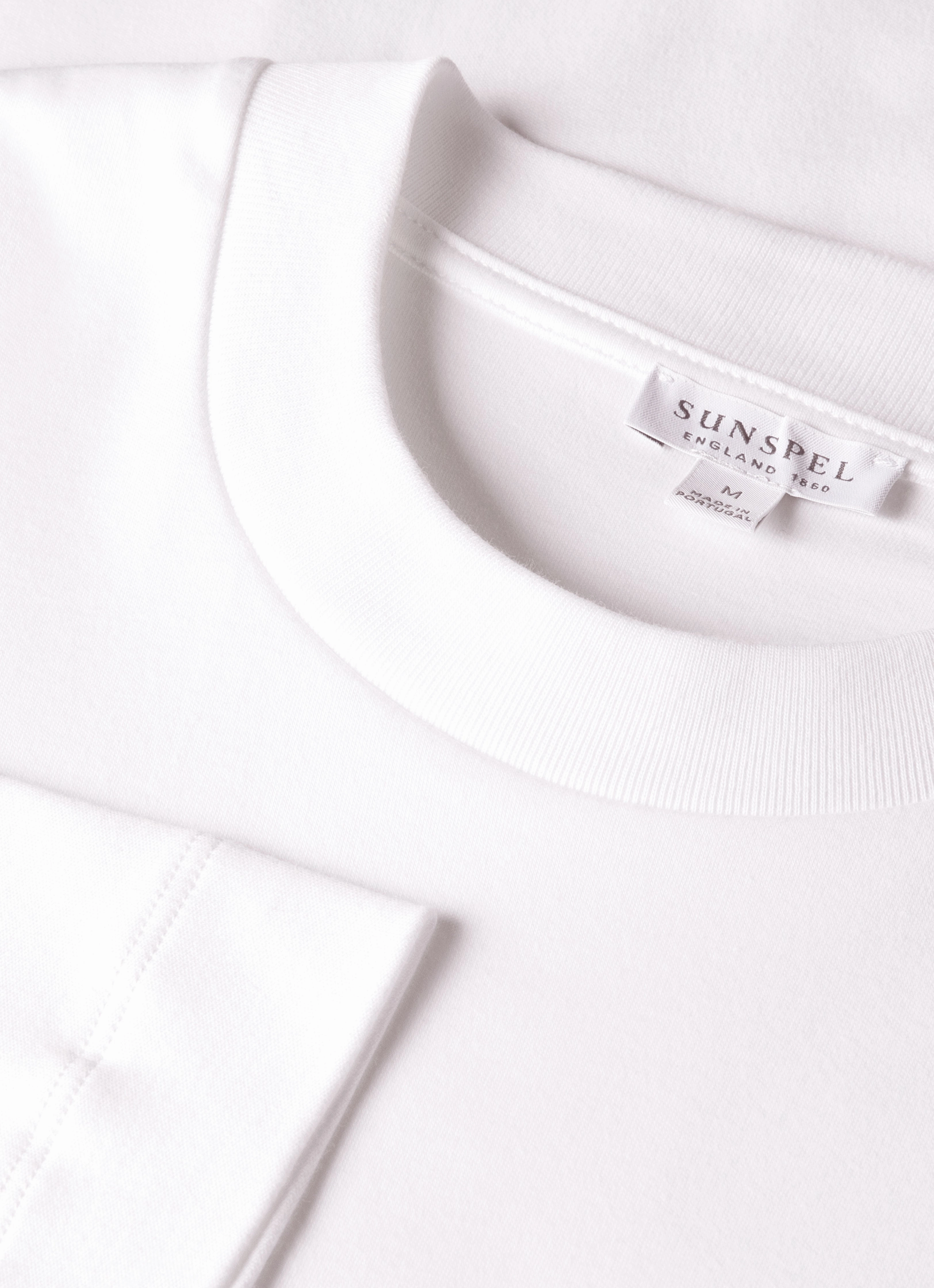 Men's Long Sleeve Heavyweight T-shirt in White ReinforcedNeckline Sun Protection