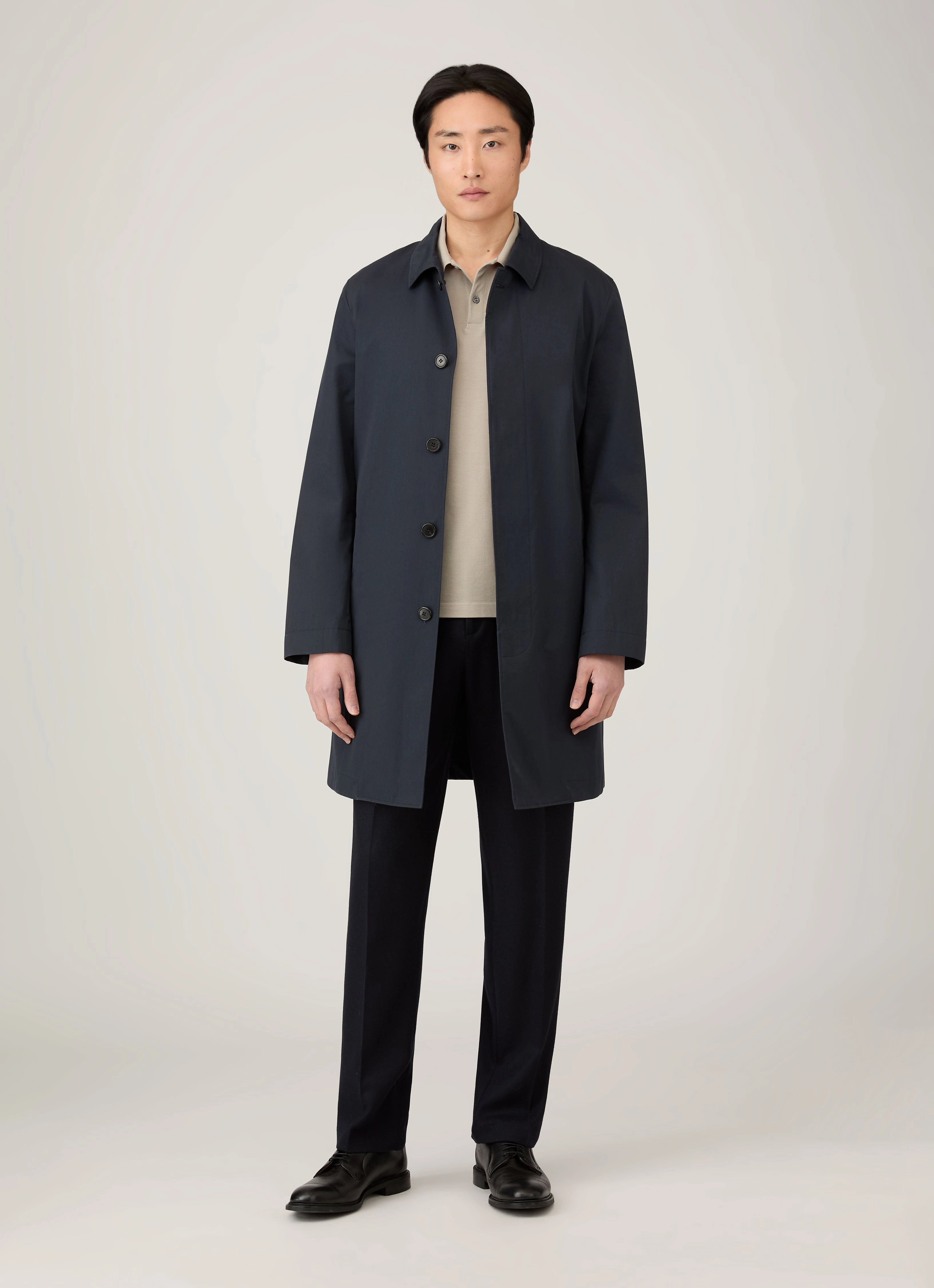 Trendy Fit Summer Outing Men's Long Sleeve Piqu?? Polo Shirt in Fog