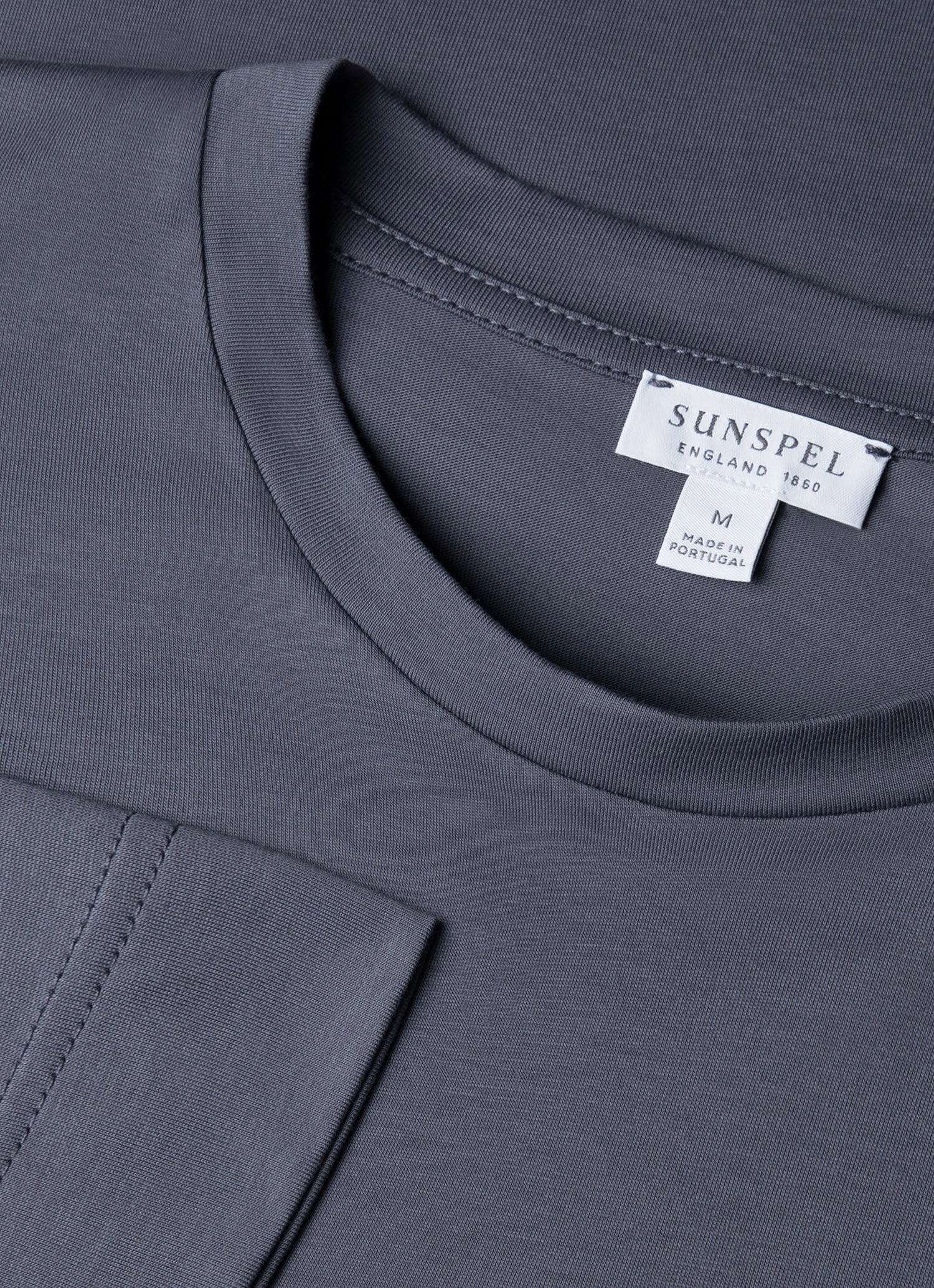 Men's Long Sleeve Riviera Midweight T-shirt in Slate Blue stain resistant coating