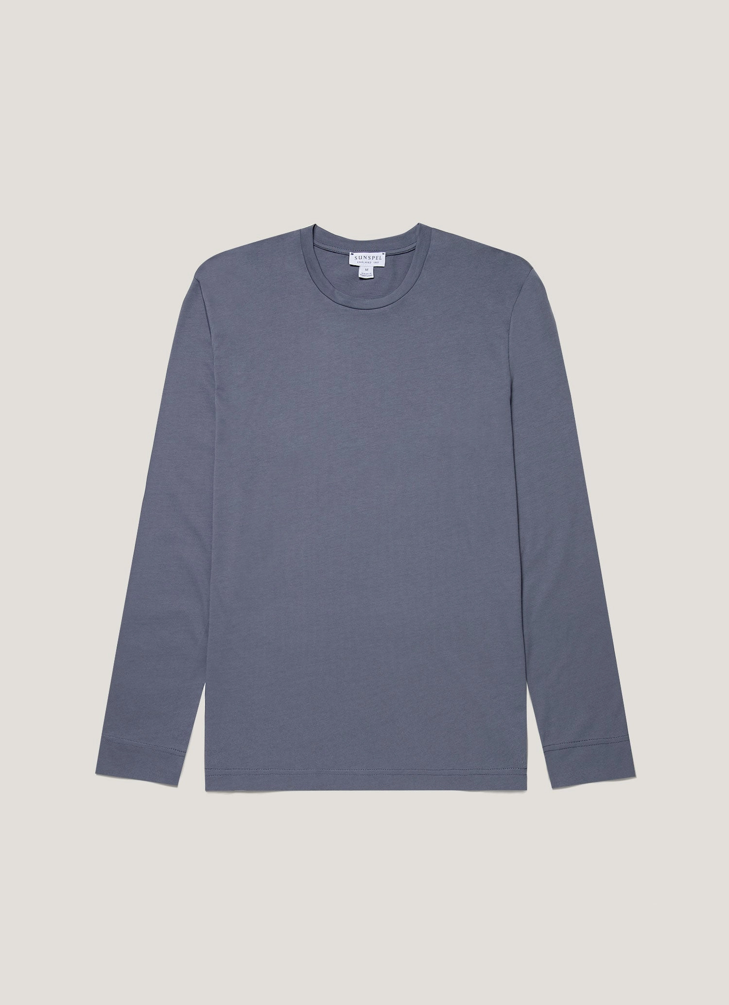 MinimalBranding FadeResistant Men's Long Sleeve Riviera Midweight T-shirt in Slate Blue