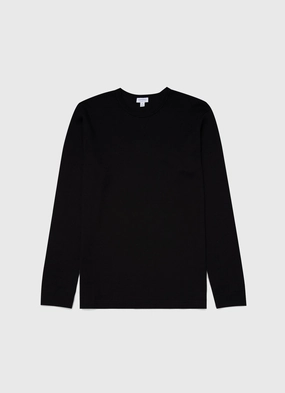 Men's Long Sleeve Waffle T-shirt in Black Stretchable Neckline Men's Long Sleeve Waffle T-shirt in Black Cozy Fit Wear Casual Statement