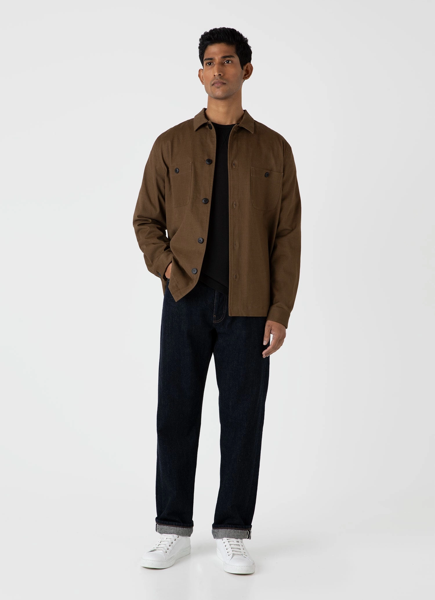 Men's Long Sleeve Waffle T-shirt in Black OdorResistant Fabric ComfortFirst