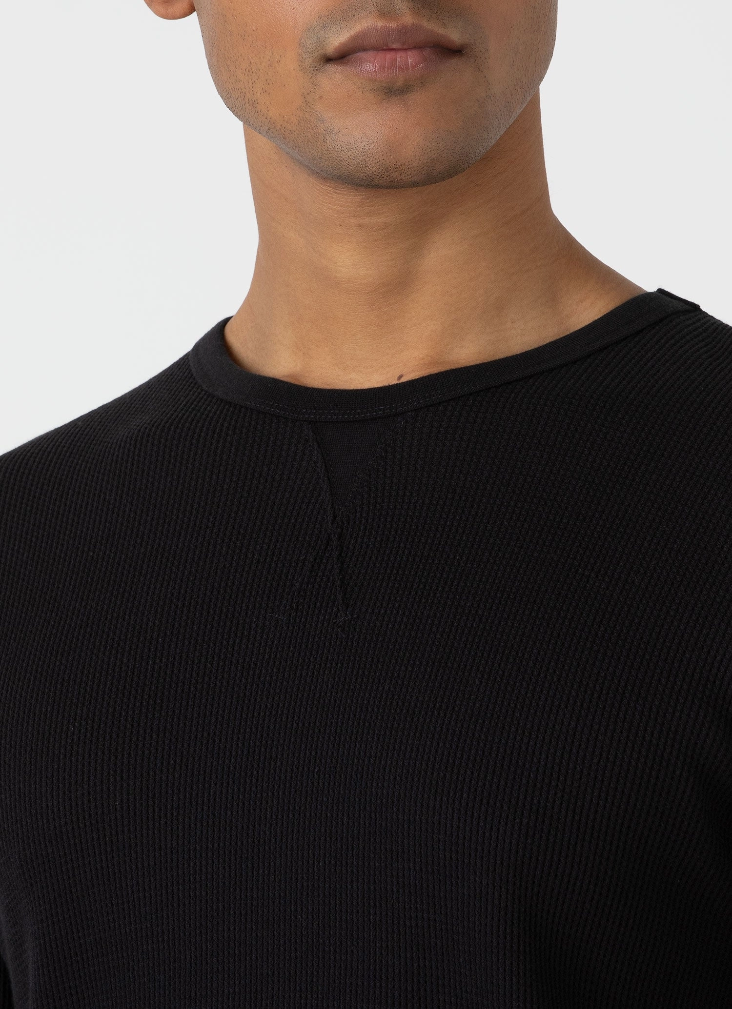 Men's Long Sleeve Waffle T-shirt in Black Timeless Wear