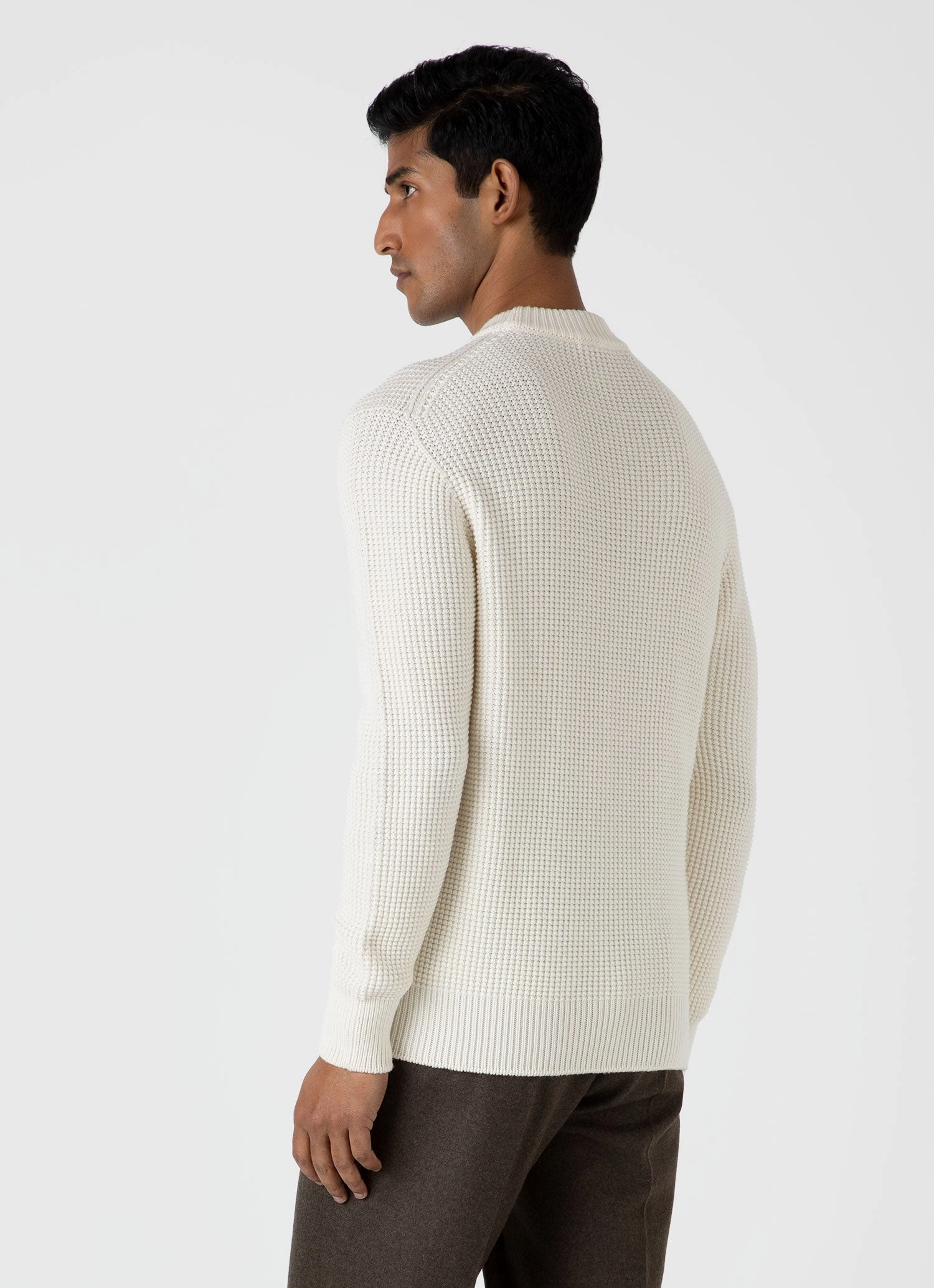 Men's Mariner Mock Neck Jumper in Ecru Oversized Fit Texture Tone