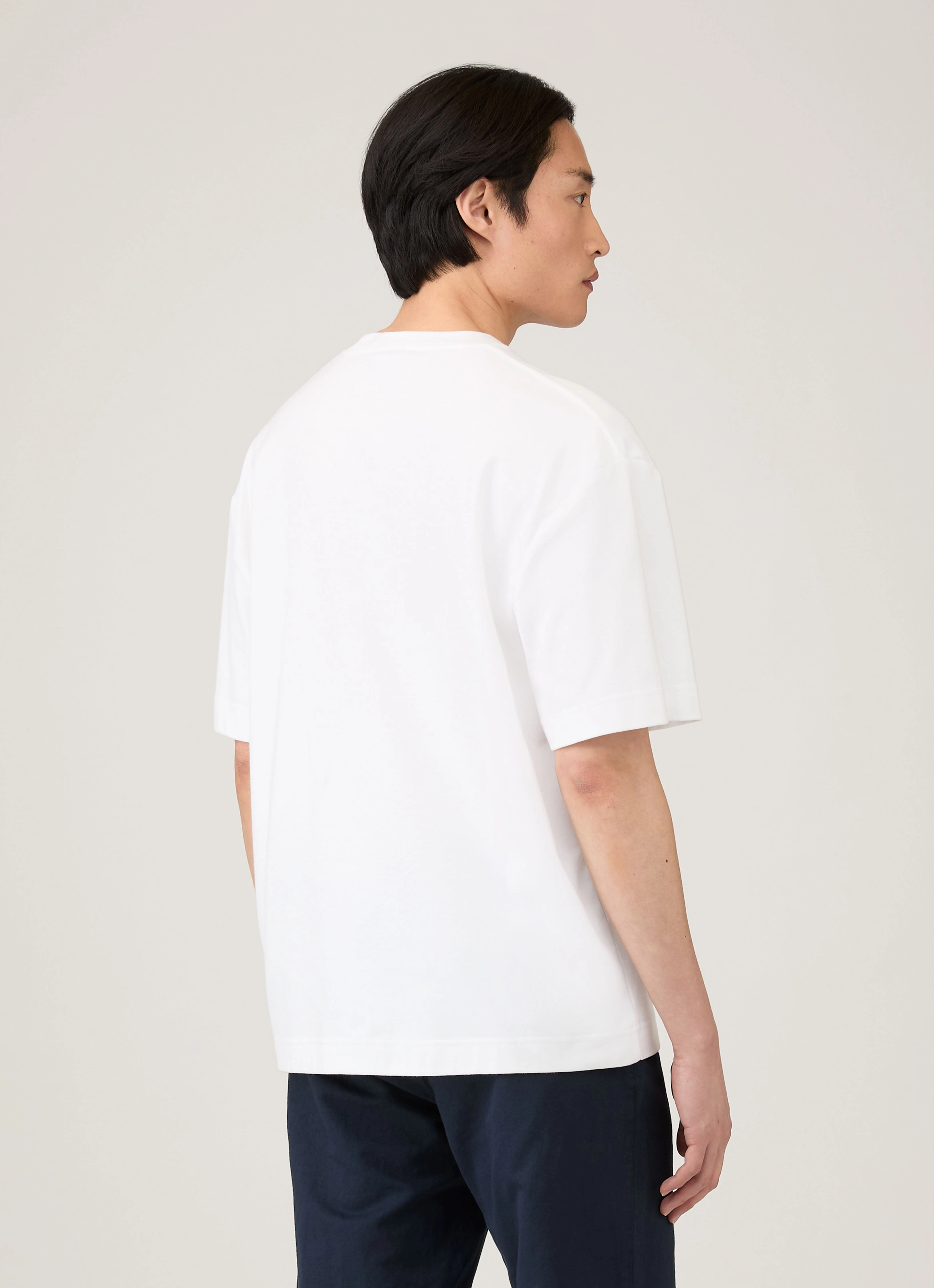 Men's Oversized Heavyweight T-shirt in White Easy Care Material Elastic waist