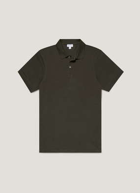 Men's Piqu?? Polo Shirt in Dark Green Relaxed Flex Men's Piqu?? Polo Shirt in Dark Green Comfortable Layers Athletic Fit
