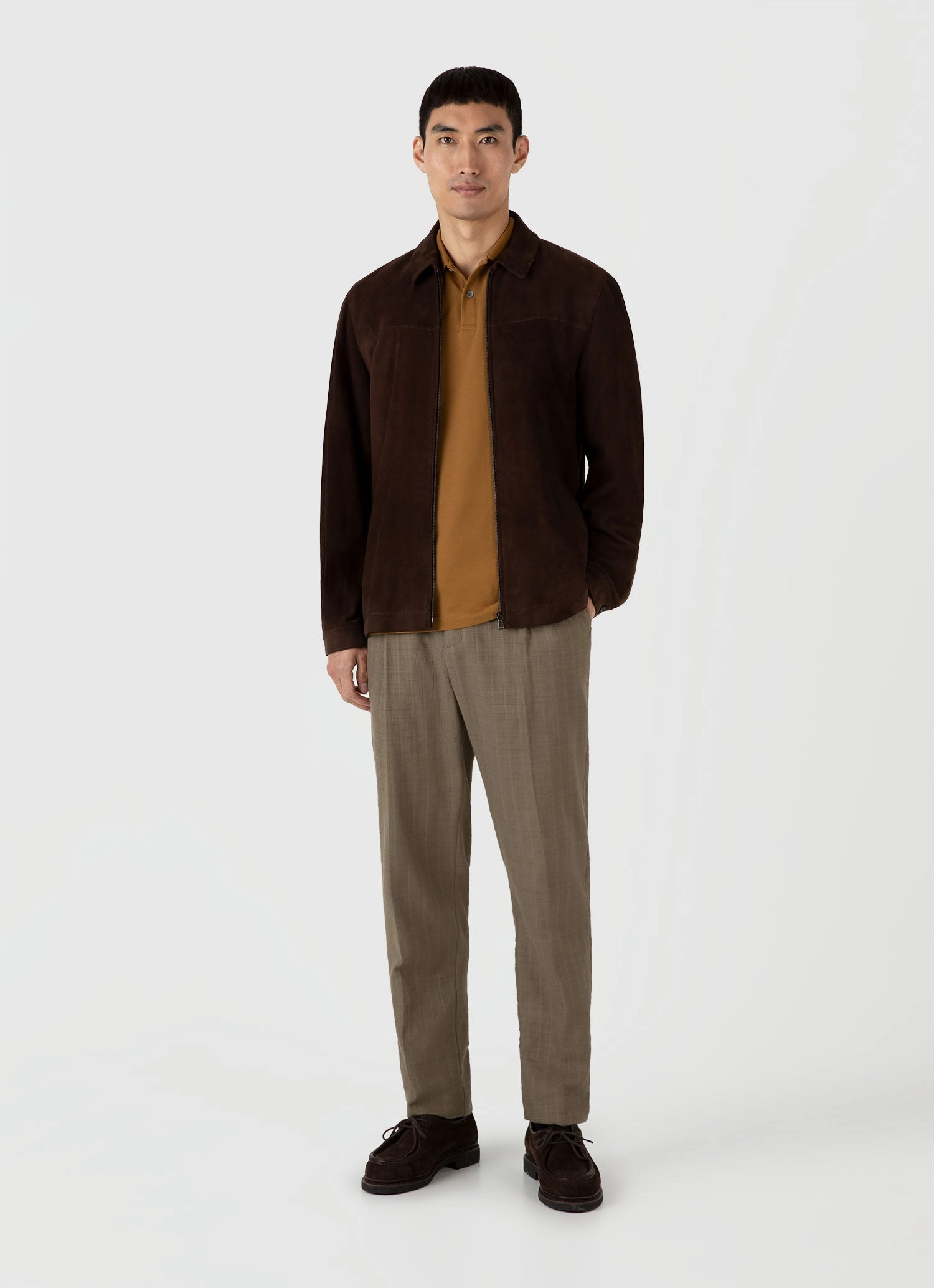 Men's Piqu?? Polo Shirt in Golden Brown Cool Fit Modern Casual