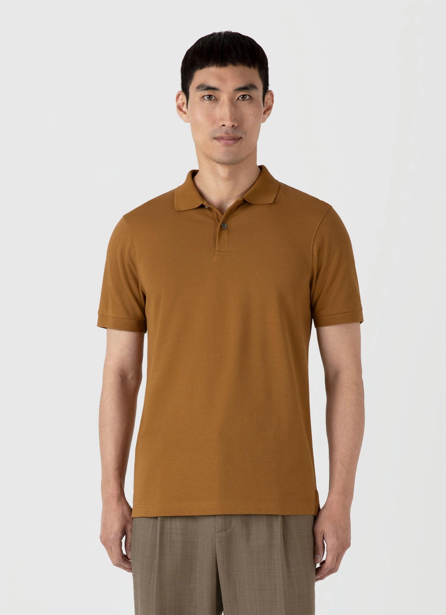 Weekend Style Men's Piqu?? Polo Shirt in Golden Brown