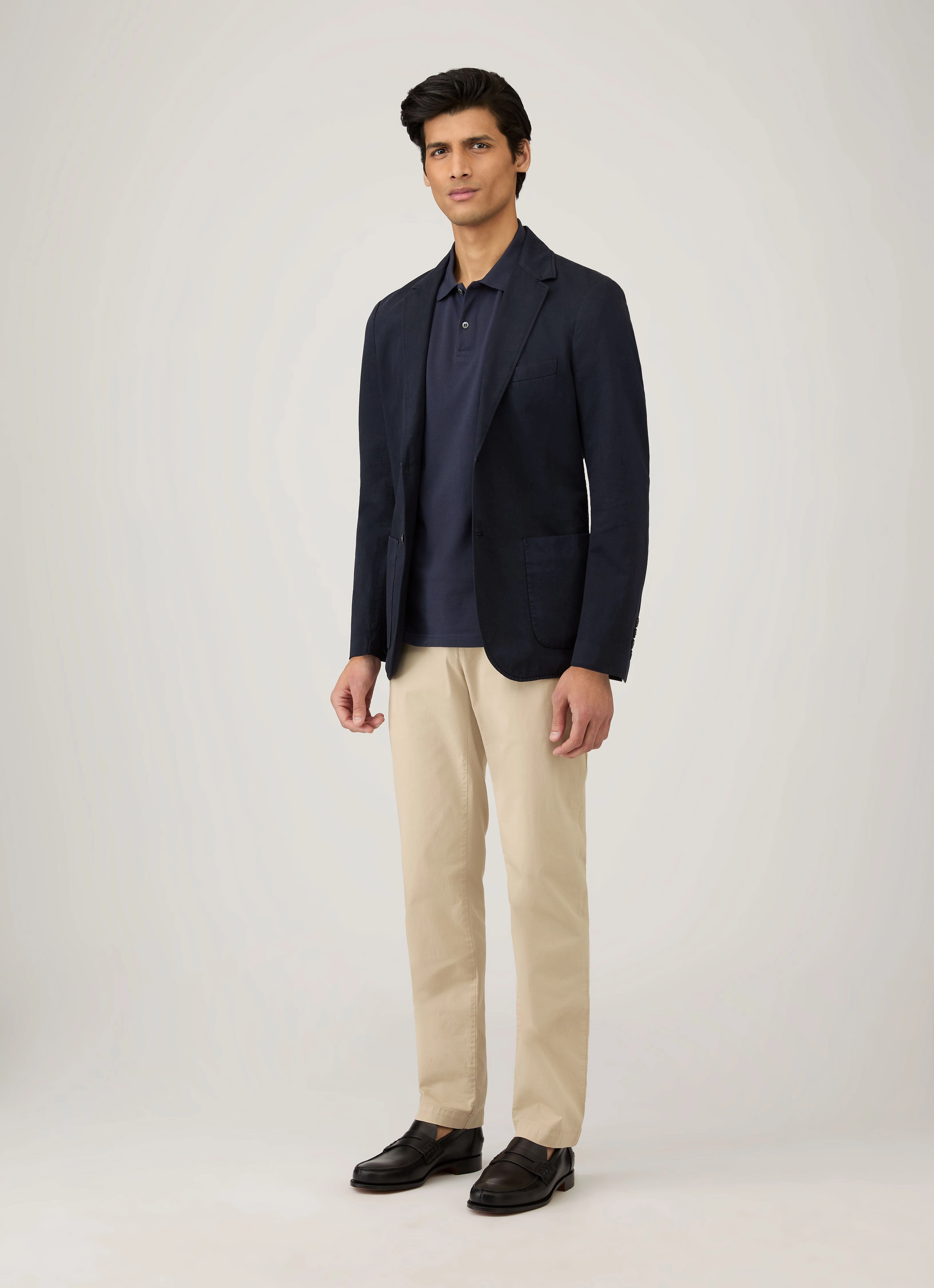 Men's Piqu?? Polo Shirt in Navy Minimalistic Design Breathable Textile