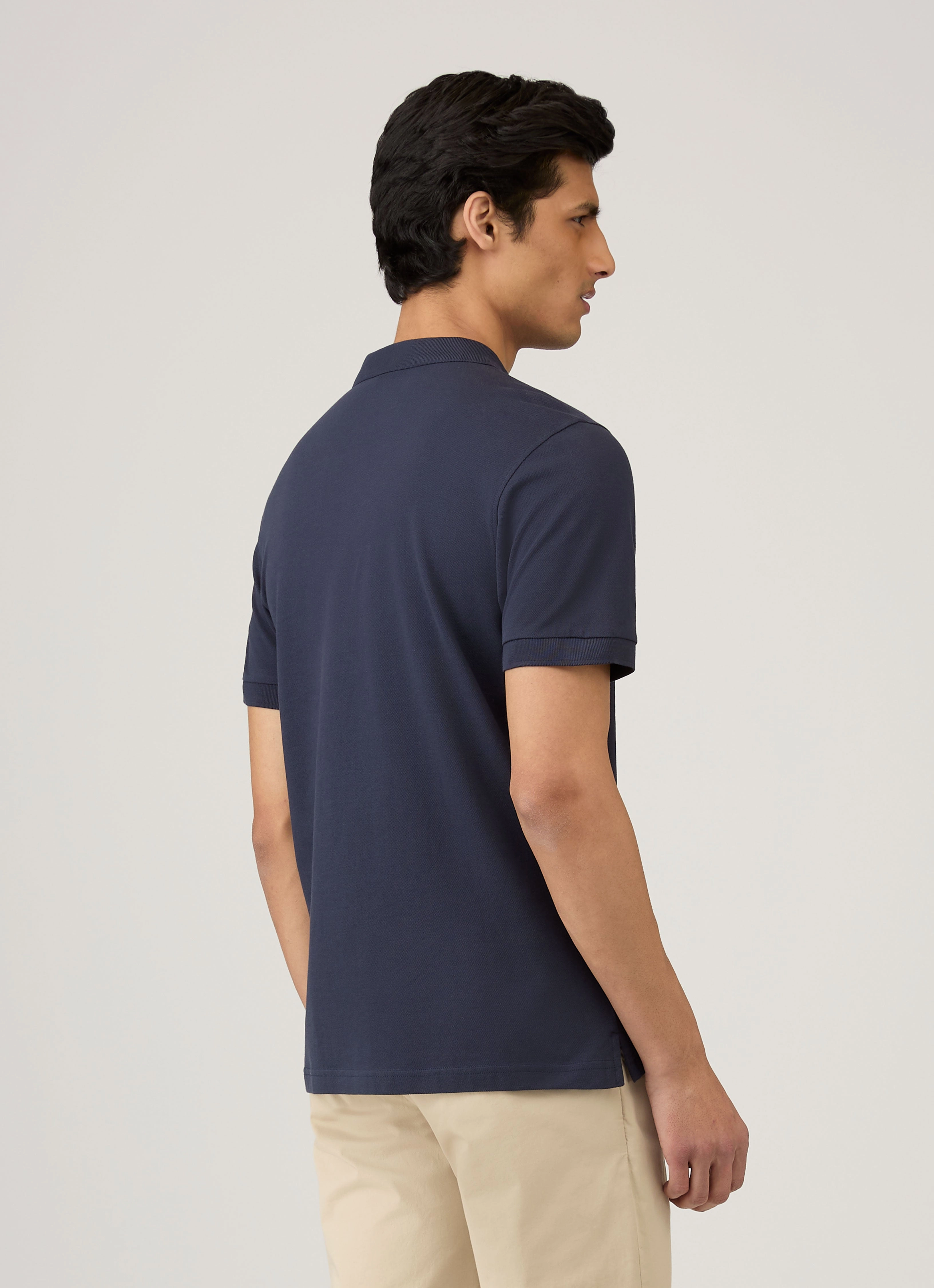 Men's Piqu?? Polo Shirt in Navy ShrinkageControl Process