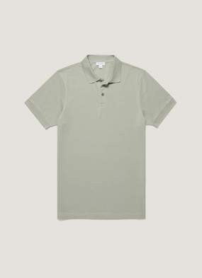 Men's Piqu?? Polo Shirt in Pastel Green Self Fabric Collar Chill Layers Men's Piqu?? Polo Shirt in Pastel Green