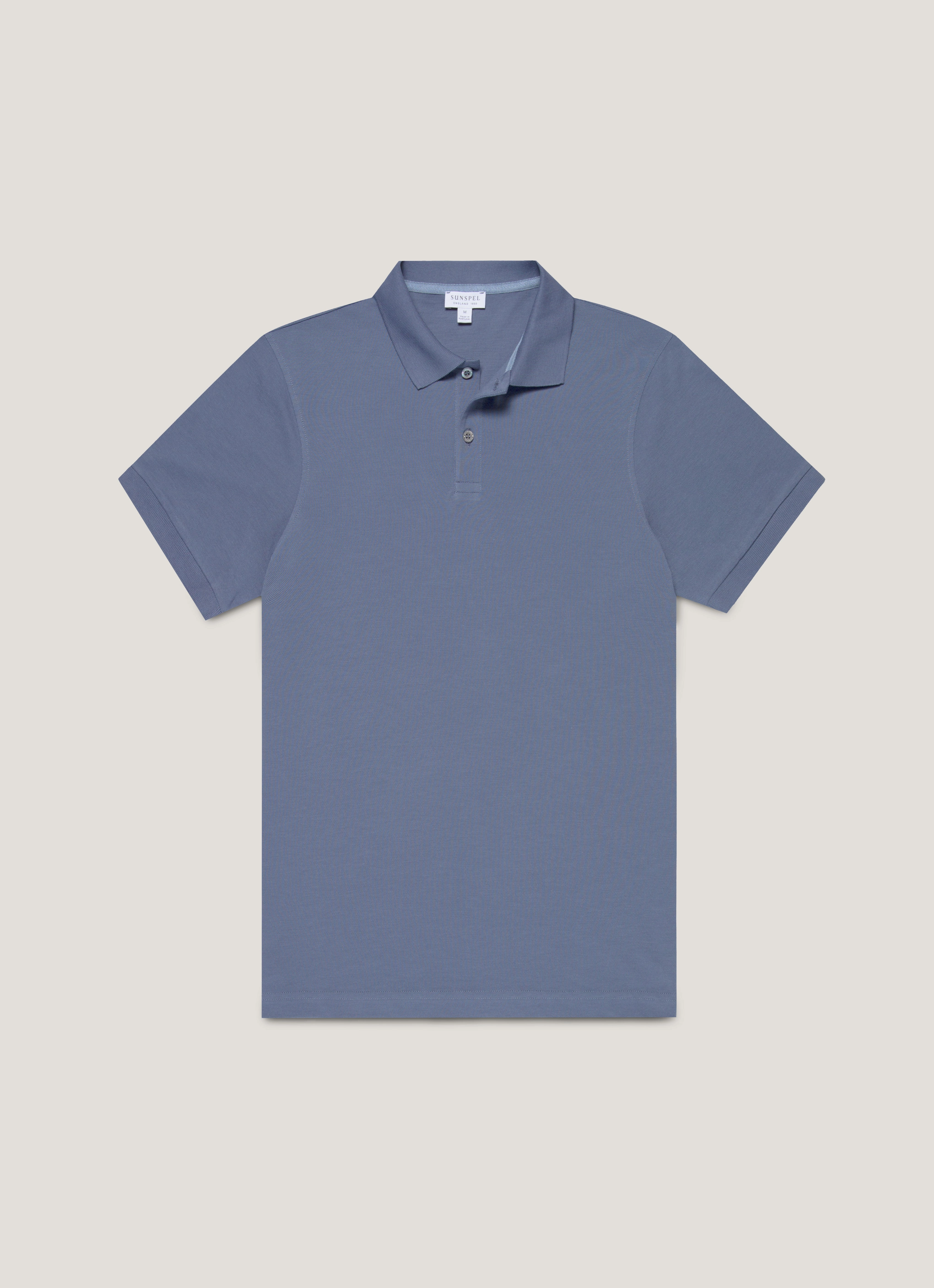 Premium Look Men's Piqu?? Polo Shirt in Selvedge Blue