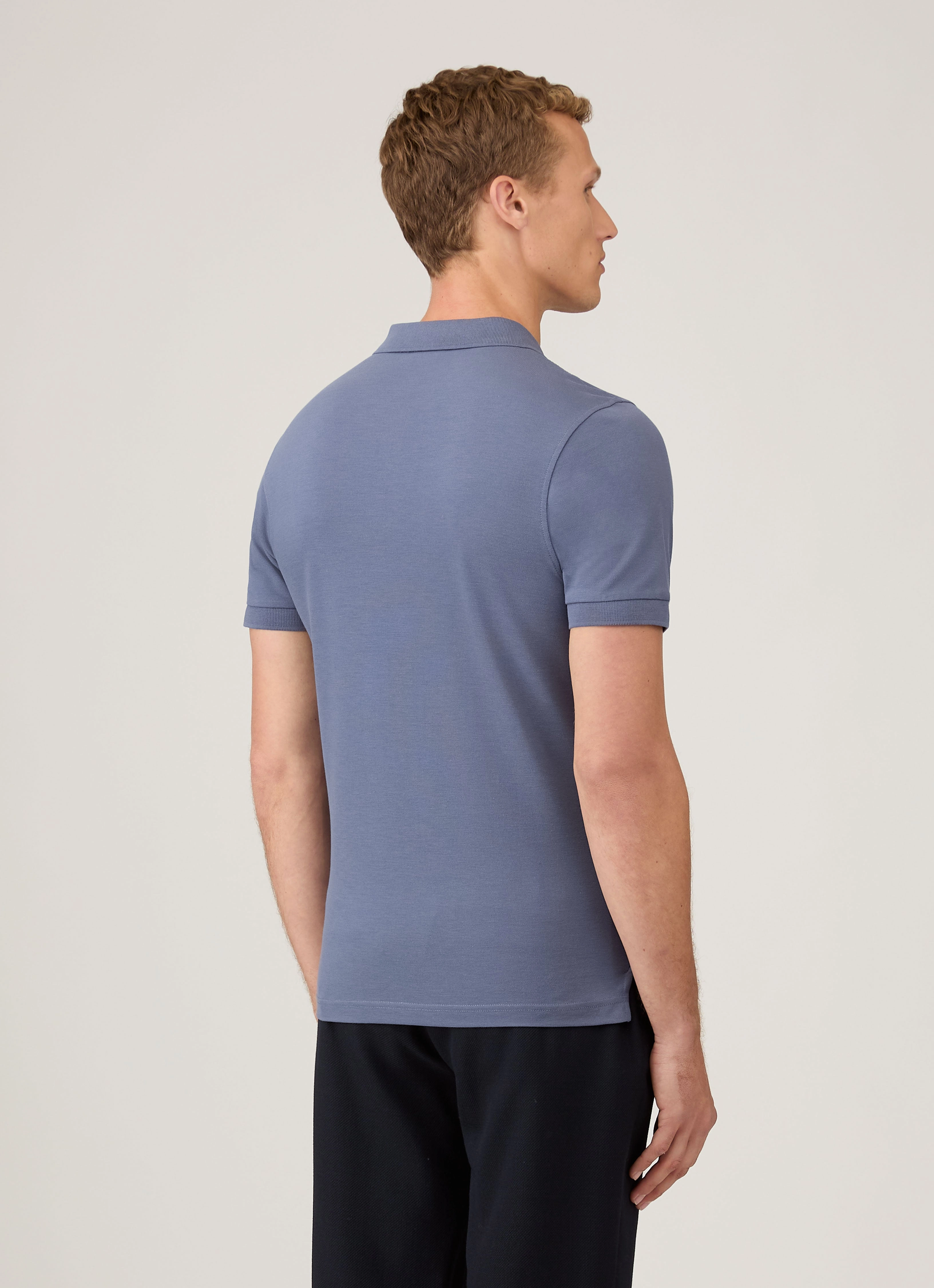 Lightweight Knit Material Comfortable Look Men's Piqu?? Polo Shirt in Selvedge Blue