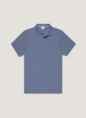 Men's Piqu?? Polo Shirt in Selvedge Blue Comfort Style Premium Look Men's Piqu?? Polo Shirt in Selvedge Blue