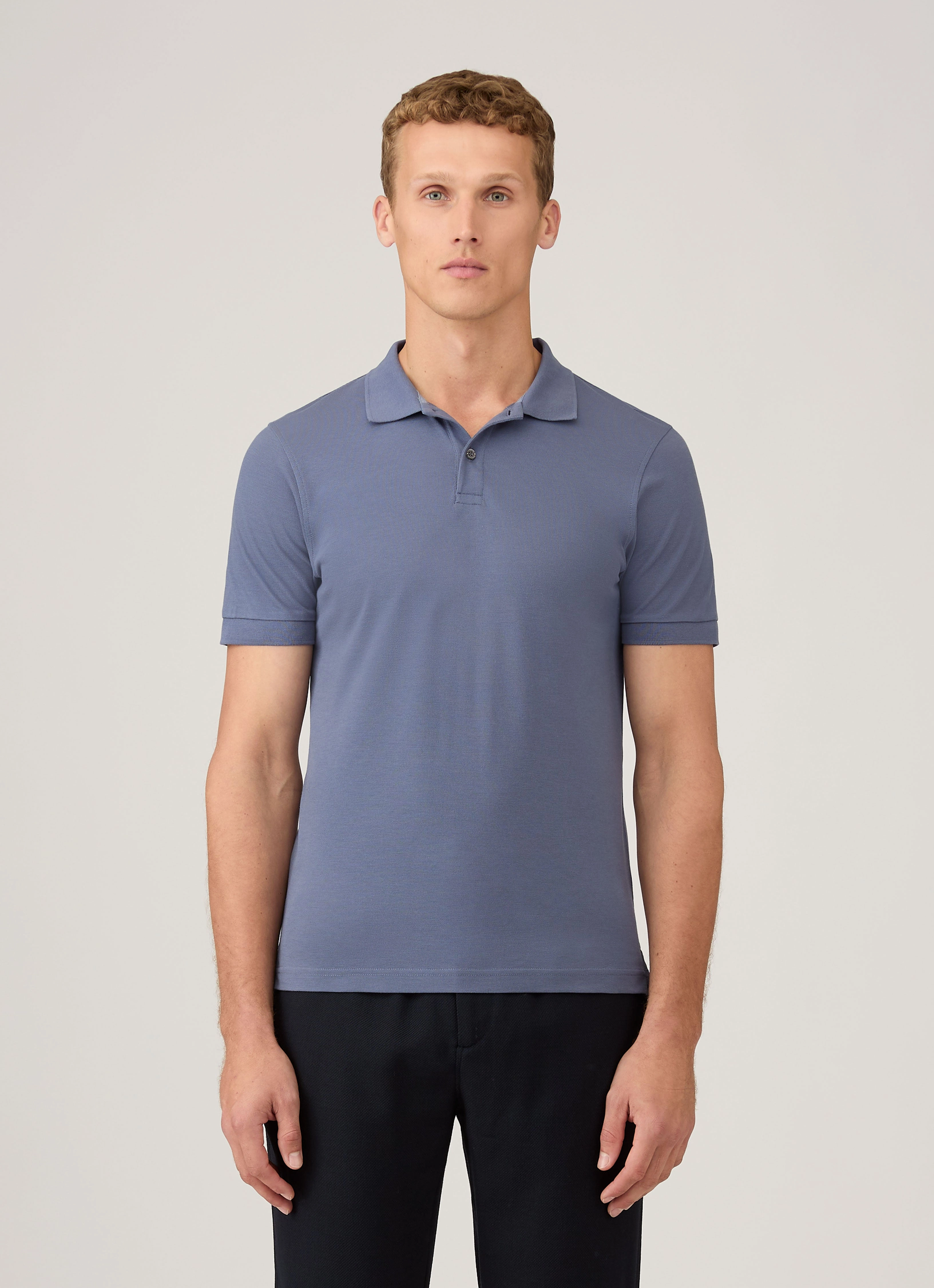 Trendy Outfit Men's Piqu?? Polo Shirt in Selvedge Blue