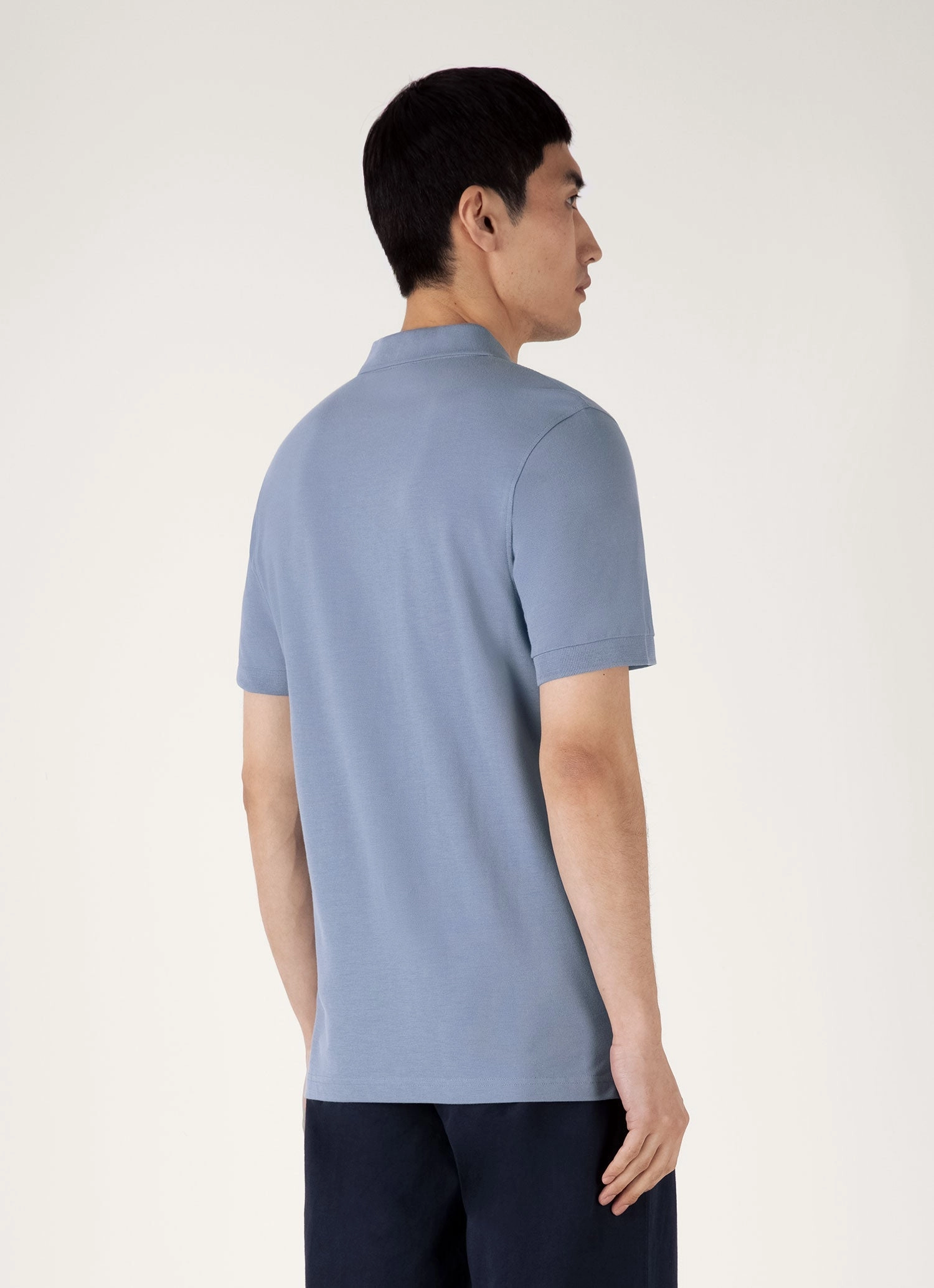 Men's Piqu?? Polo Shirt in Vintage Blue Relaxed Fit Premium Shirt