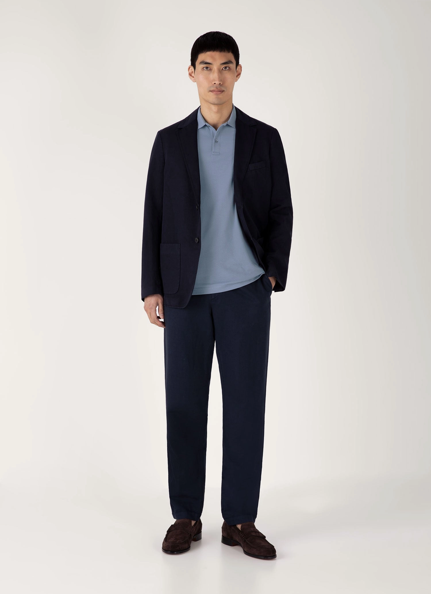 Sophisticated Comfort Men's Piqu?? Polo Shirt in Vintage Blue