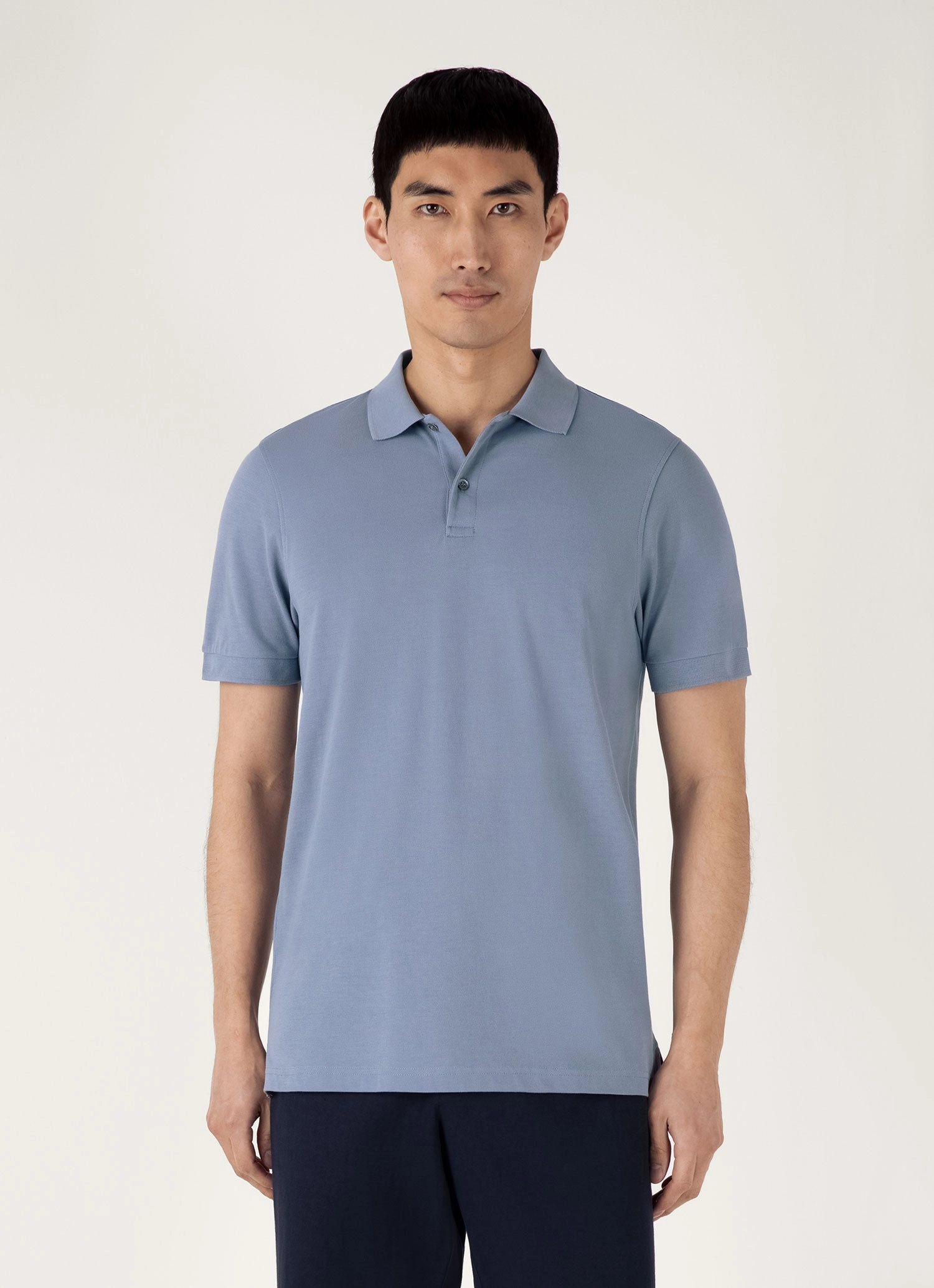 Men's Piqu?? Polo Shirt in Vintage Blue Functional Top