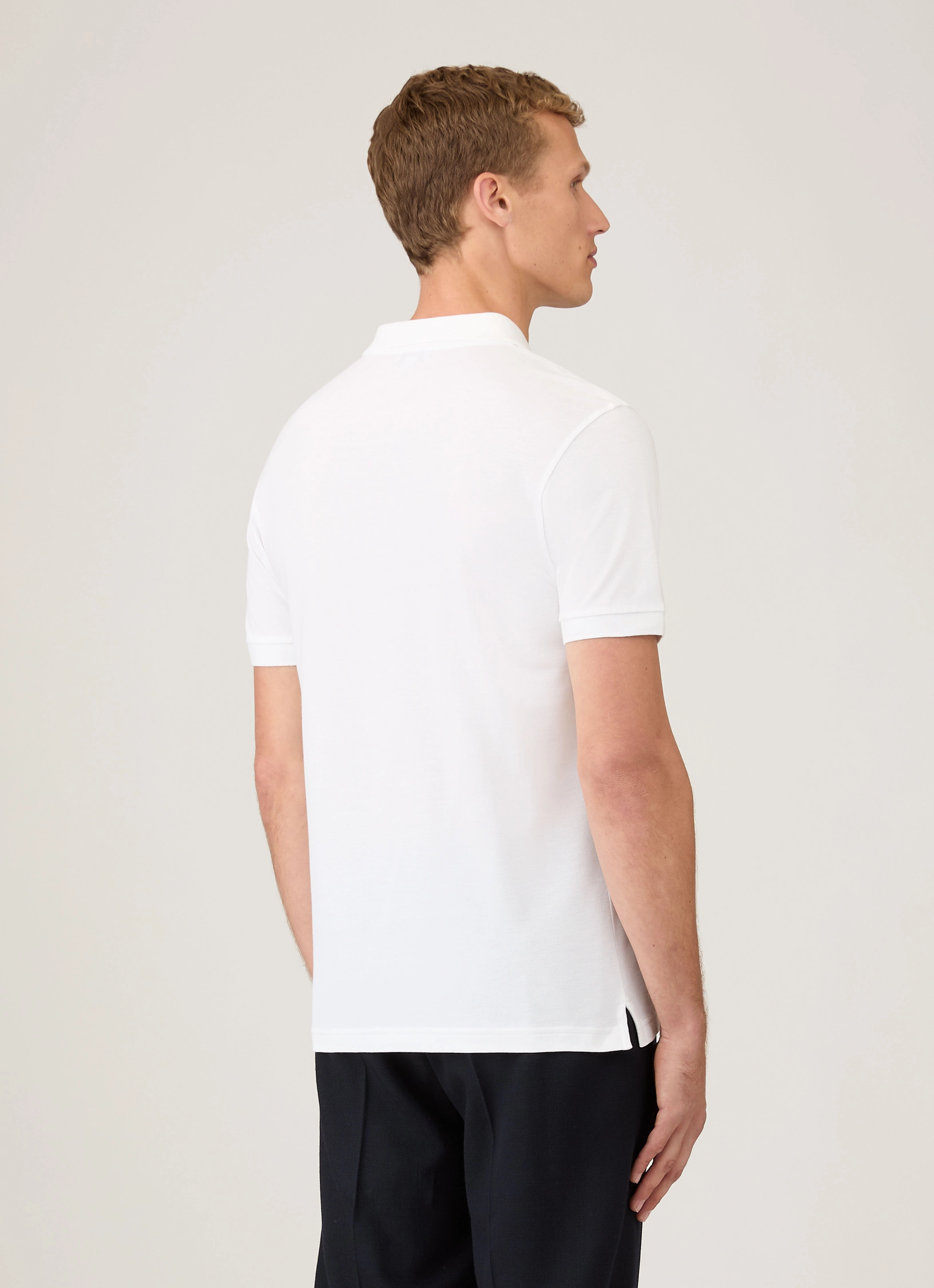 Soft Fabric Durable Design Men's Piqu?? Polo Shirt in White