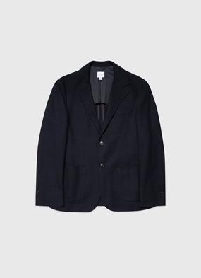 Men's Piqu?? Unstructured Blazer in Navy Fleece Backed Maximize Men's Piqu?? Unstructured Blazer in Navy