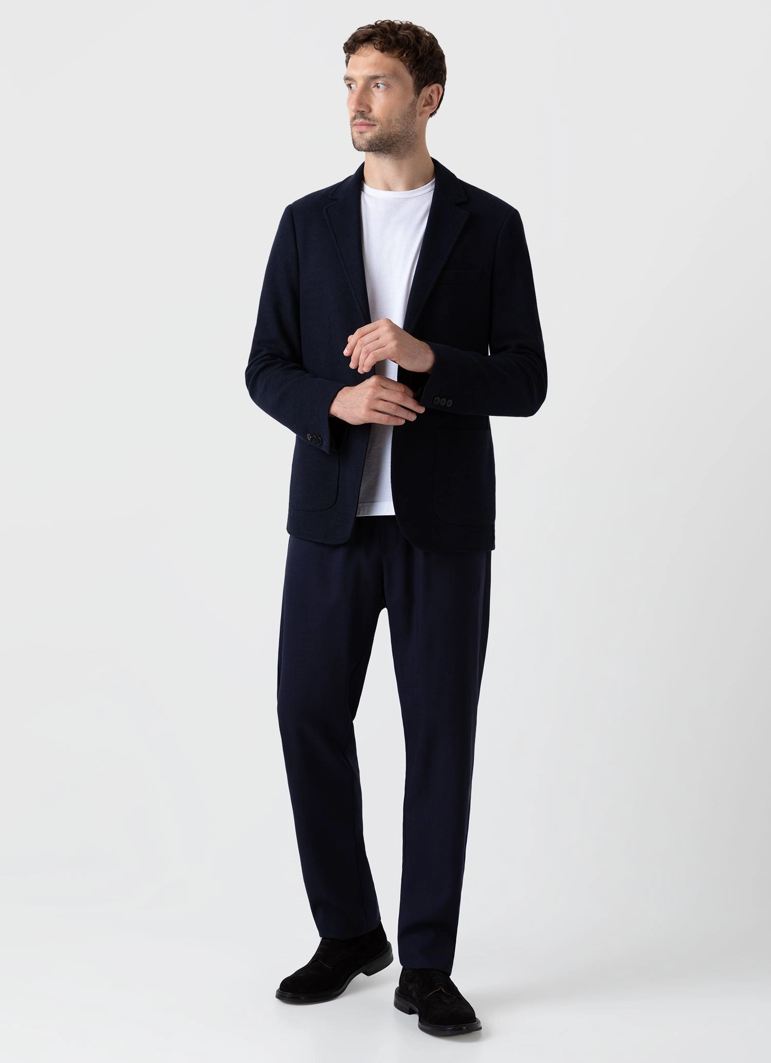 Men's Piqu?? Unstructured Blazer in Navy Sleek Layer OversizedFit