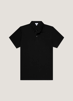 Men's Regular Fit Riviera Polo Shirt in Black sweat-wicking YarnDyed Construction Essential Style Men's Regular Fit Riviera Polo Shirt in Black