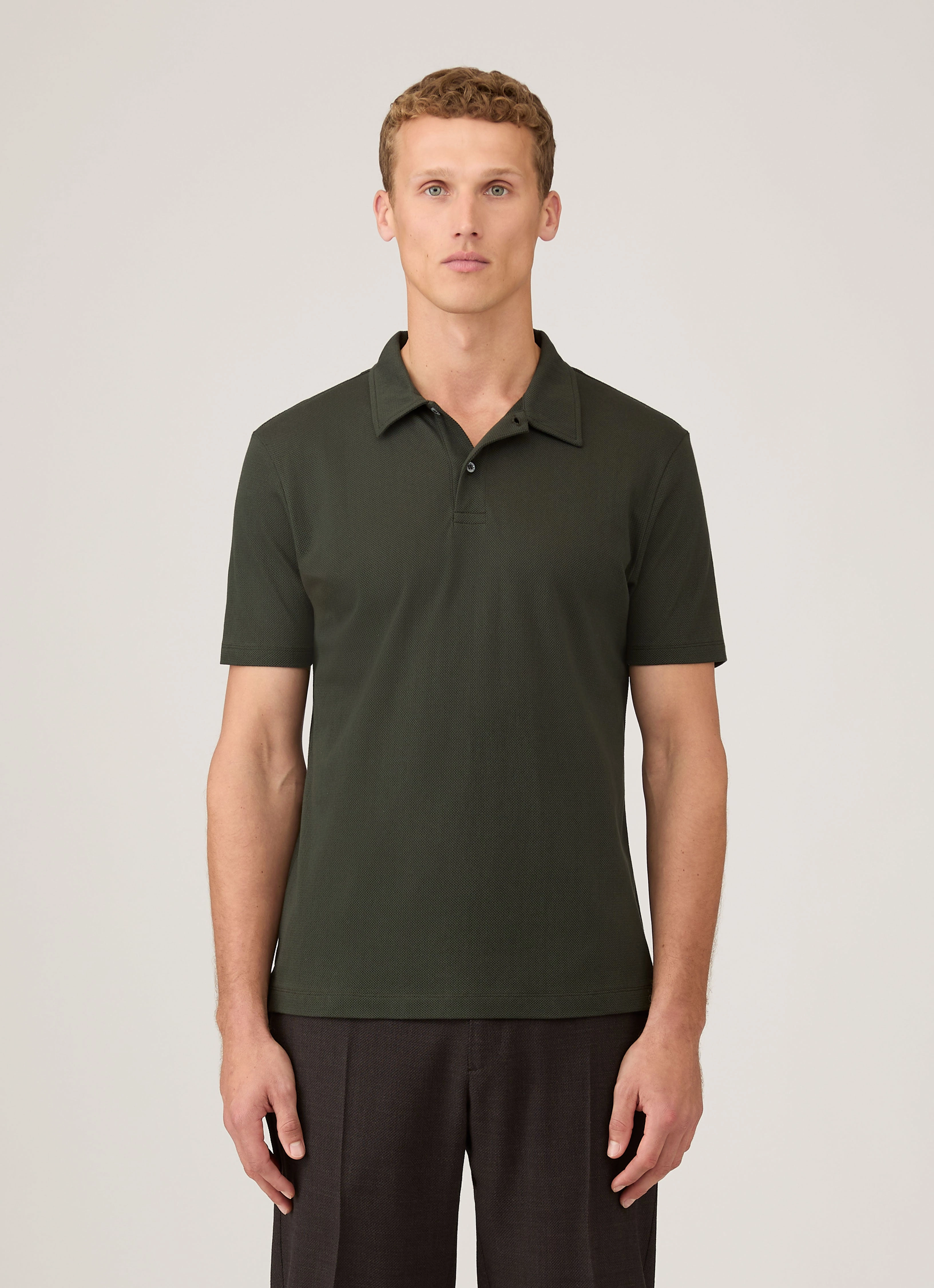 Comfortable Stretch Men's Regular Fit Riviera Polo Shirt in Dark Green