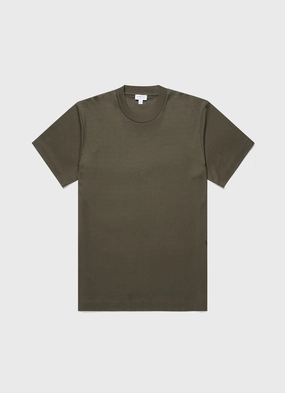 Men's Relaxed Fit Heavyweight T-shirt in Khaki Active Essential Men's Relaxed Fit Heavyweight T-shirt in Khaki Essential Style Wear Ruffled edges