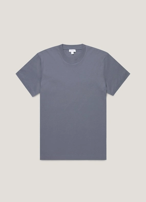 Men's Relaxed Fit Heavyweight T-shirt in Slate Blue Layflat Collar Quick Fit Stretch Men's Relaxed Fit Heavyweight T-shirt in Slate Blue
