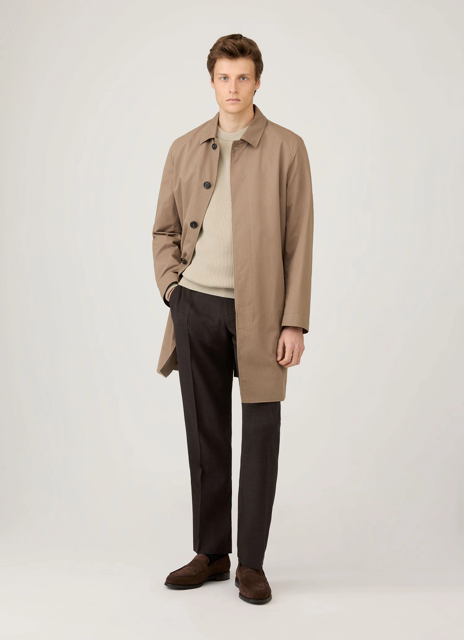 Men's Ribbed Jumper in Mink Multi Panel