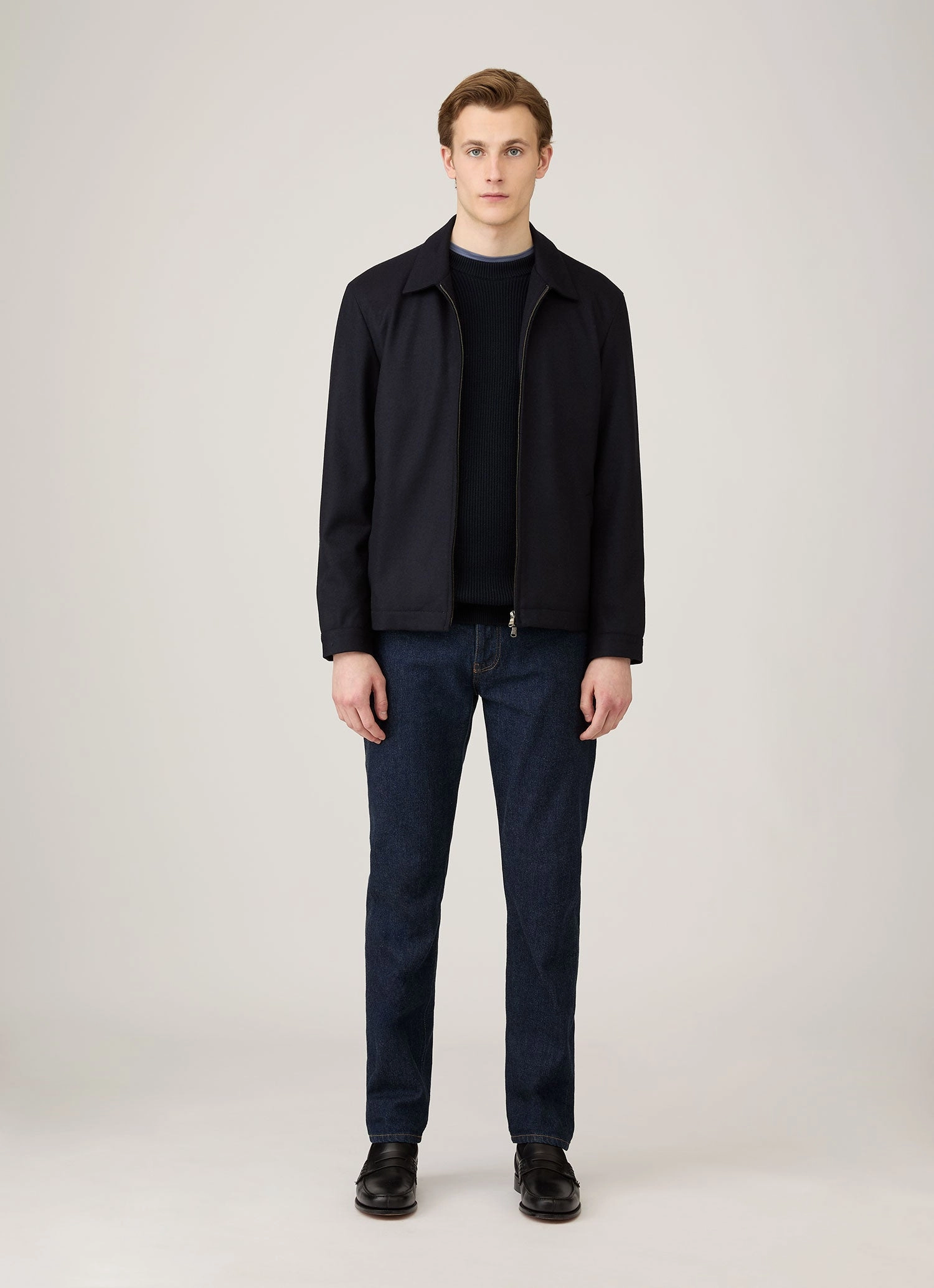 Water Repellent Treatment Chill Evening Men's Ribbed Jumper in Navy