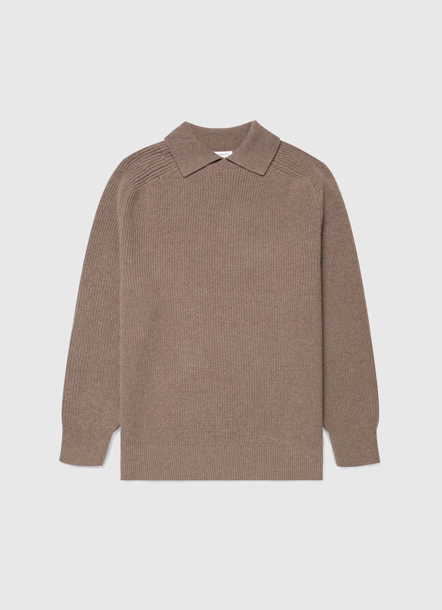 Chic Outfit Men's Ribbed Polo Neck Jumper in Sandstone