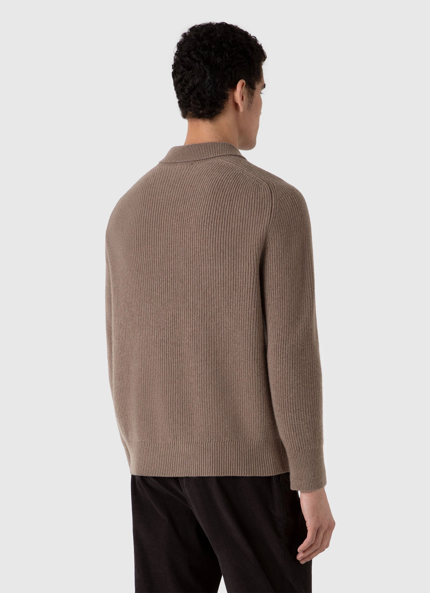 Bonded Hem Technology Urban Comforted Men's Ribbed Polo Neck Jumper in Sandstone